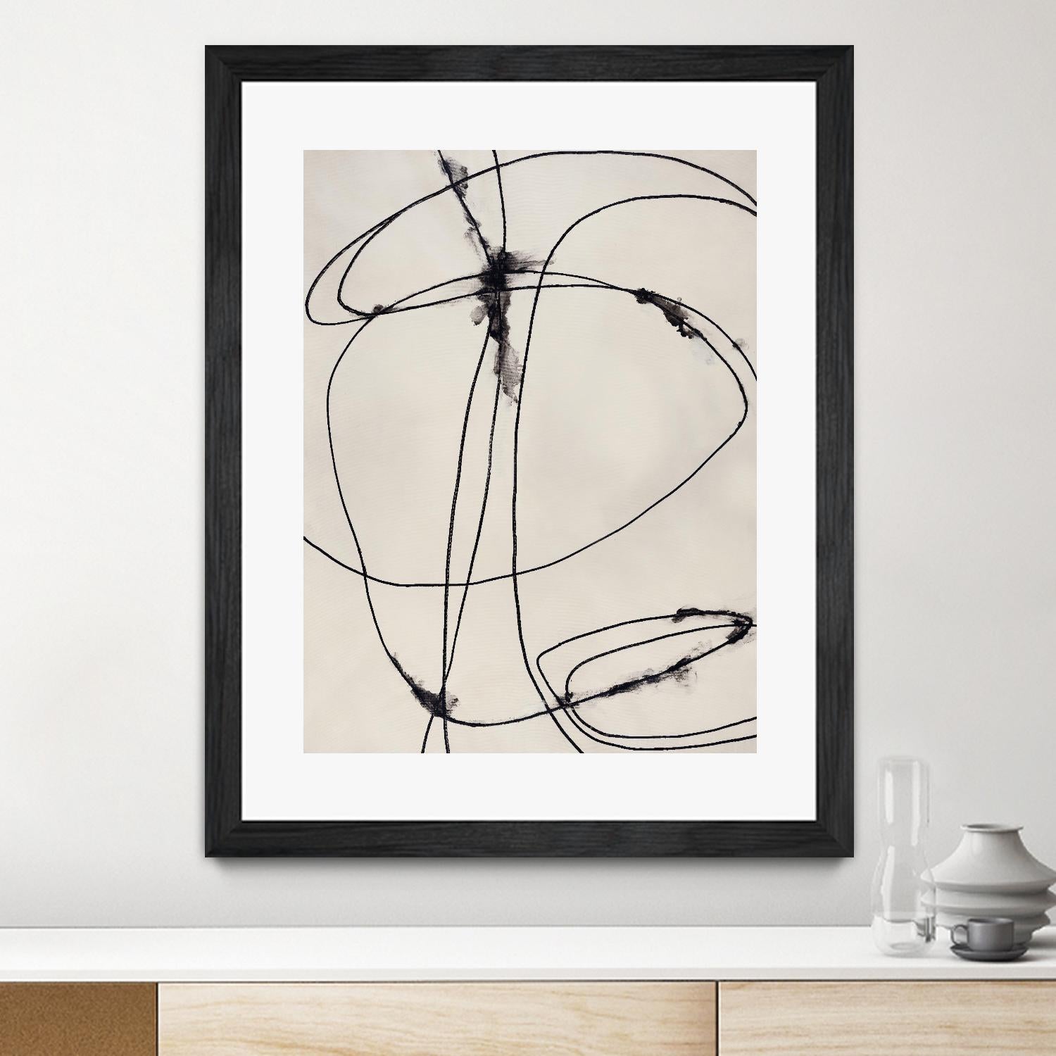 Tangled Ties by Daleno Art on GIANT ART - beige black & white abstrait