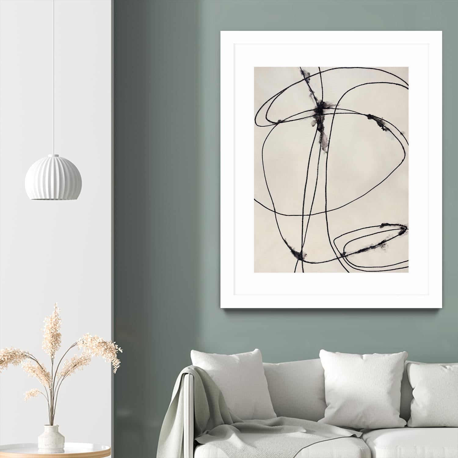 Tangled Ties by Daleno Art on GIANT ART - beige black & white abstrait
