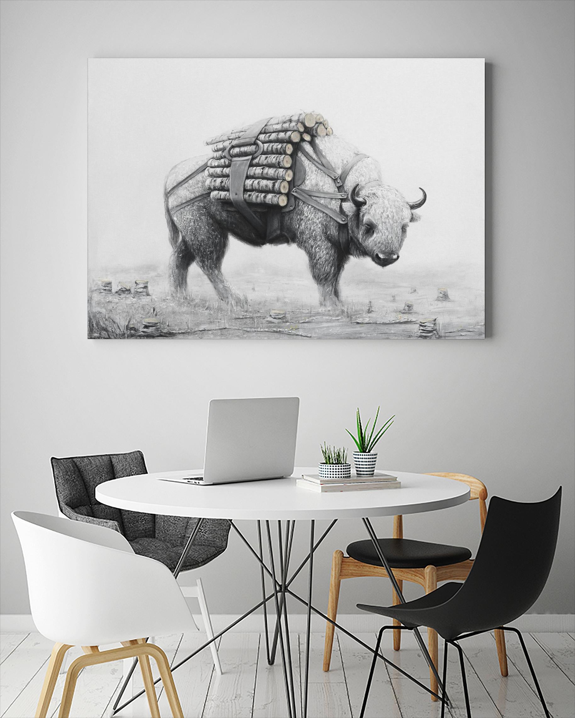 Birch Landscape by Ruben Carrasco on GIANT ART - black animals