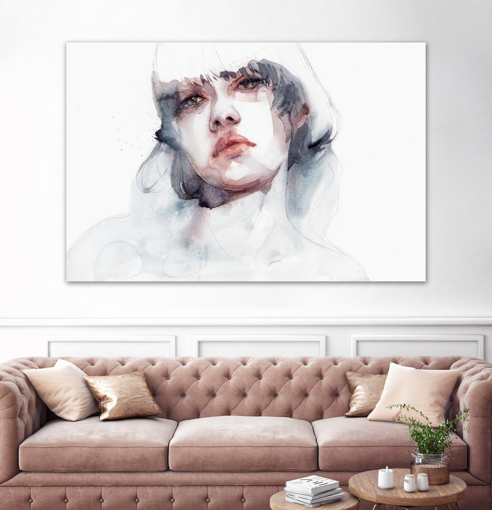 Marmo by Agnes Cecile on GIANT ART - pink watercolour lips