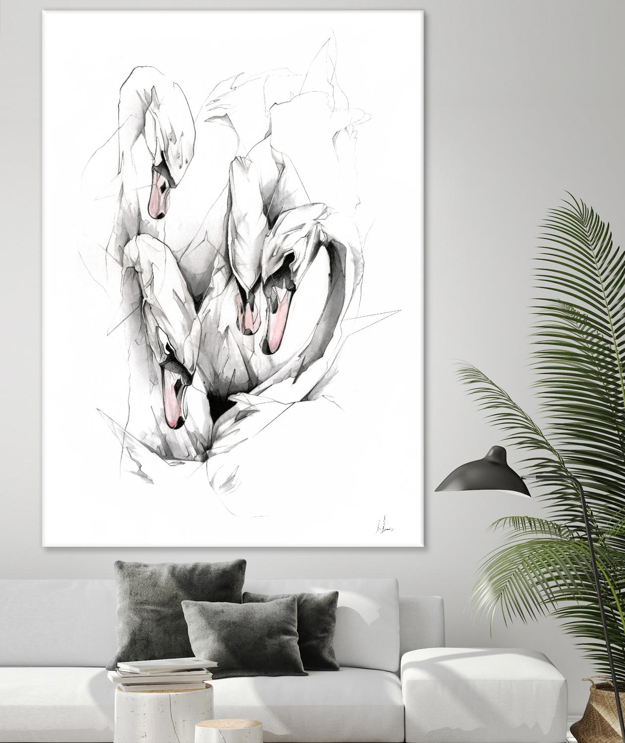 Swan by Alexis Marcou on GIANT ART - black contemporary