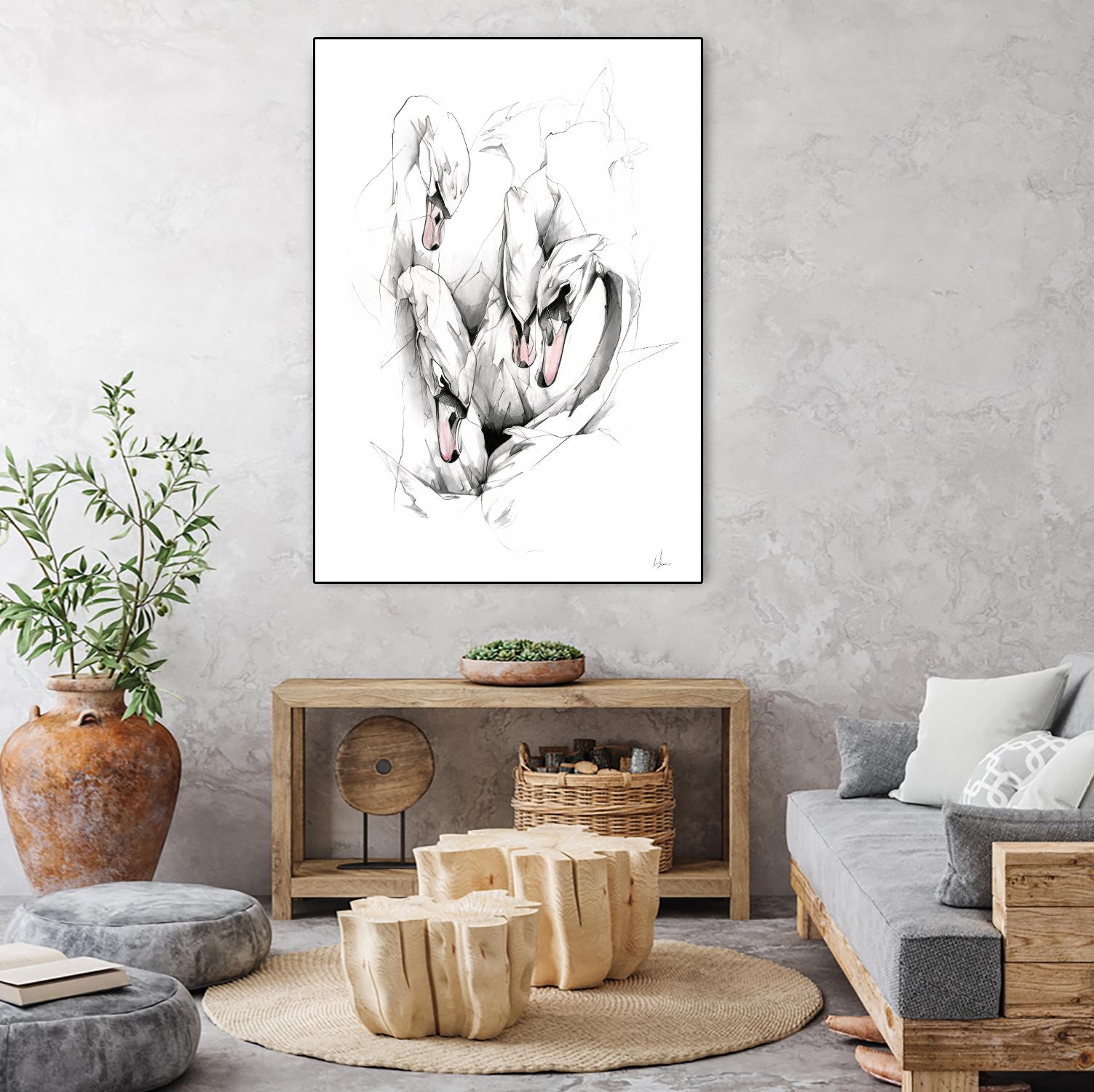 Swan by Alexis Marcou on GIANT ART - black contemporary