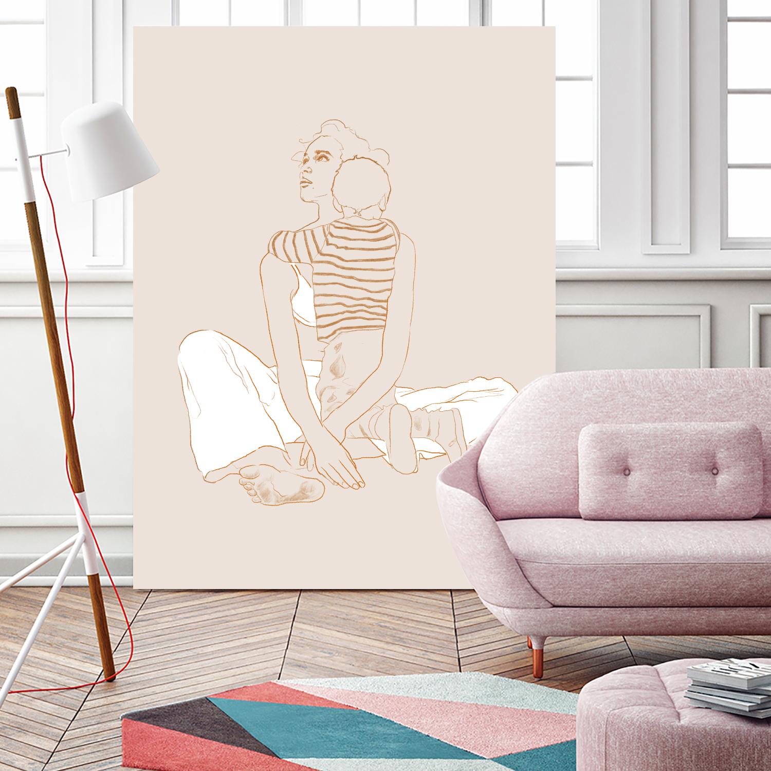 A mother and son  by Jenny Liz Rome on GIANT ART - beige art for kids women and child