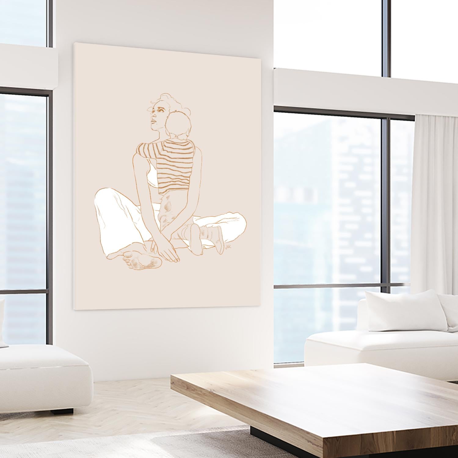 A mother and son  by Jenny Liz Rome on GIANT ART - beige art for kids women and child