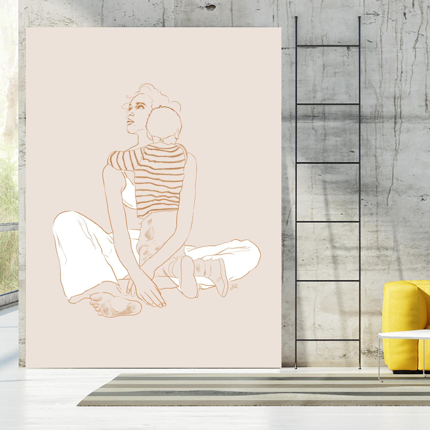 A mother and son  by Jenny Liz Rome on GIANT ART - beige art for kids women and child
