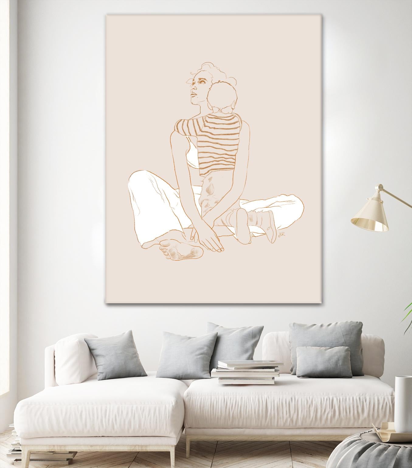 A mother and son  by Jenny Liz Rome on GIANT ART - beige art for kids women and child