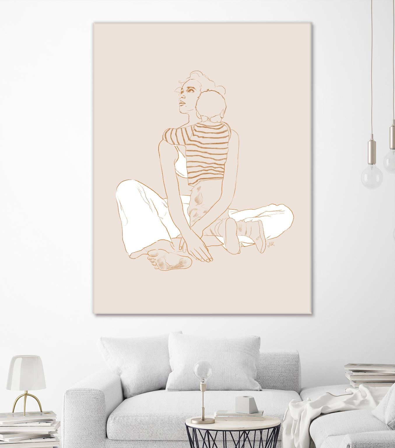 A mother and son  by Jenny Liz Rome on GIANT ART - beige art for kids women and child