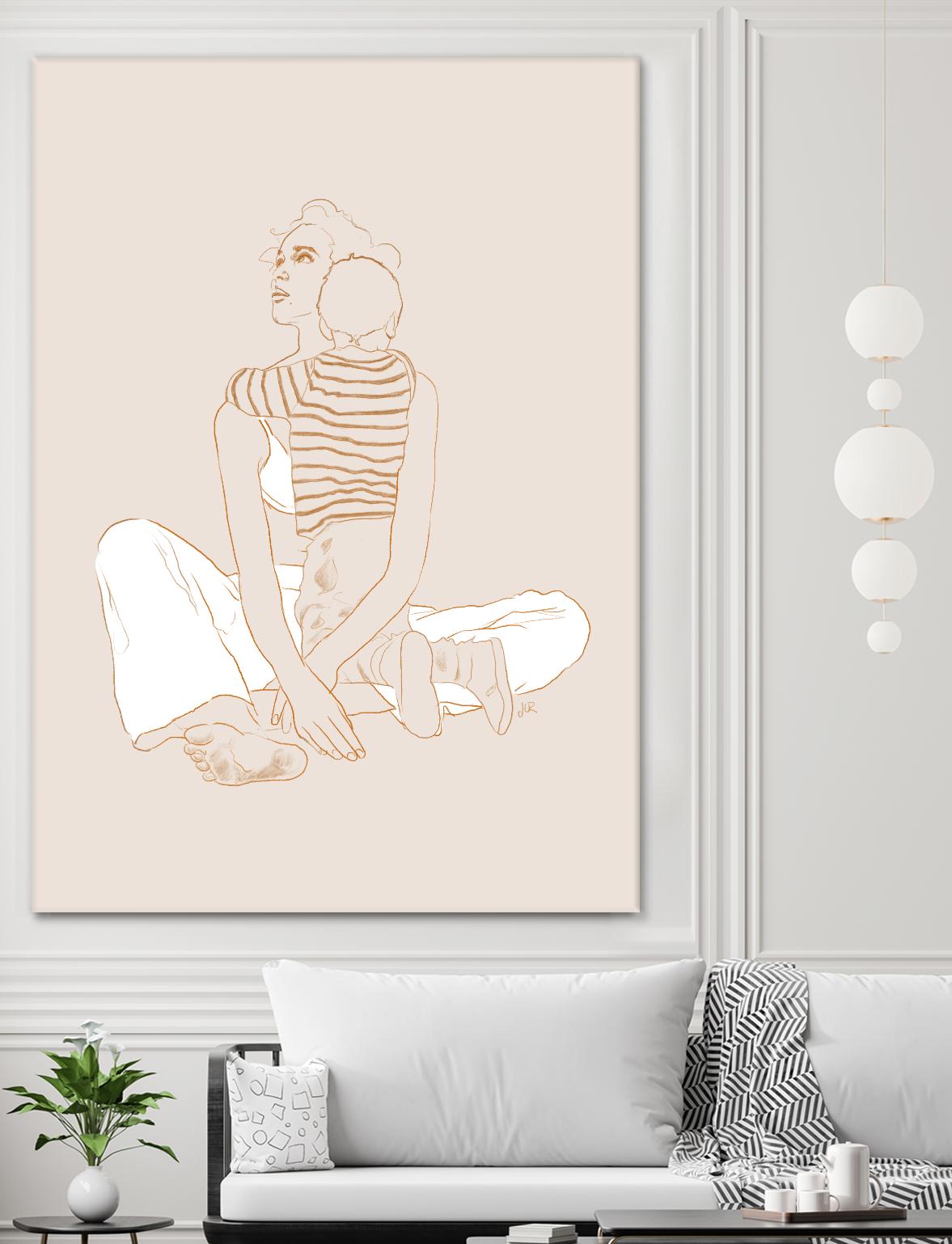 A mother and son  by Jenny Liz Rome on GIANT ART - beige art for kids women and child