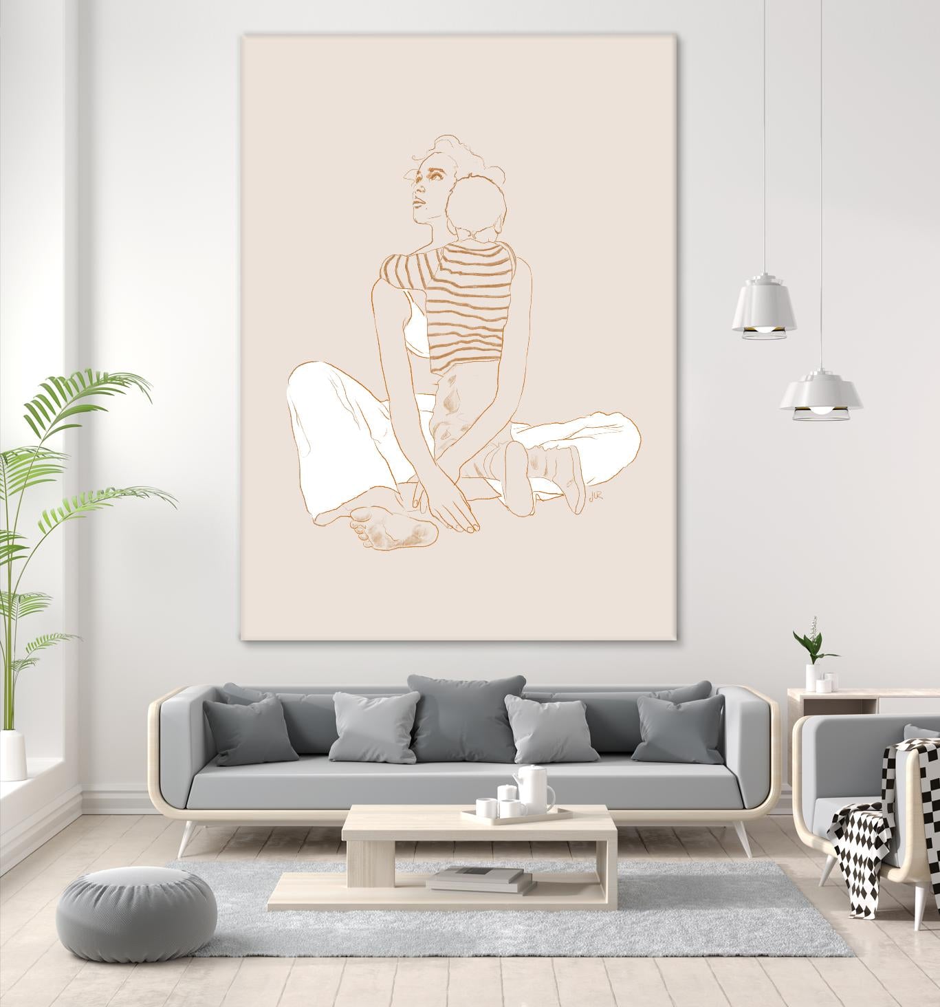 A mother and son  by Jenny Liz Rome on GIANT ART - beige art for kids women and child