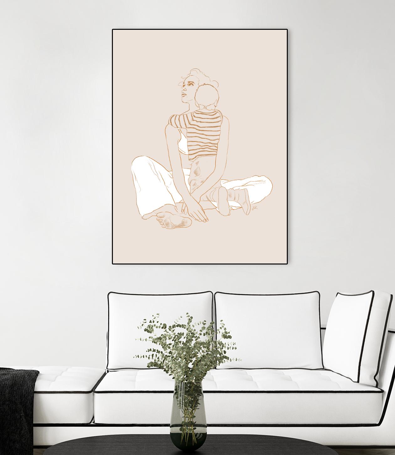 A mother and son  by Jenny Liz Rome on GIANT ART - beige art for kids women and child