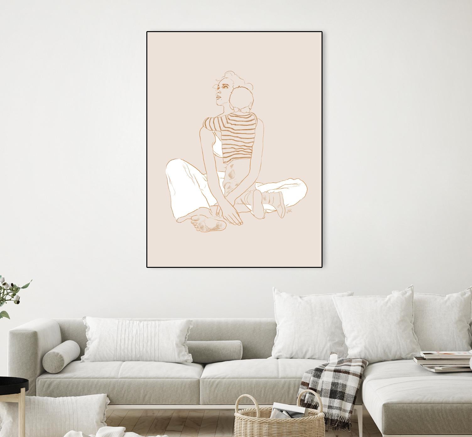 A mother and son  by Jenny Liz Rome on GIANT ART - beige art for kids women and child