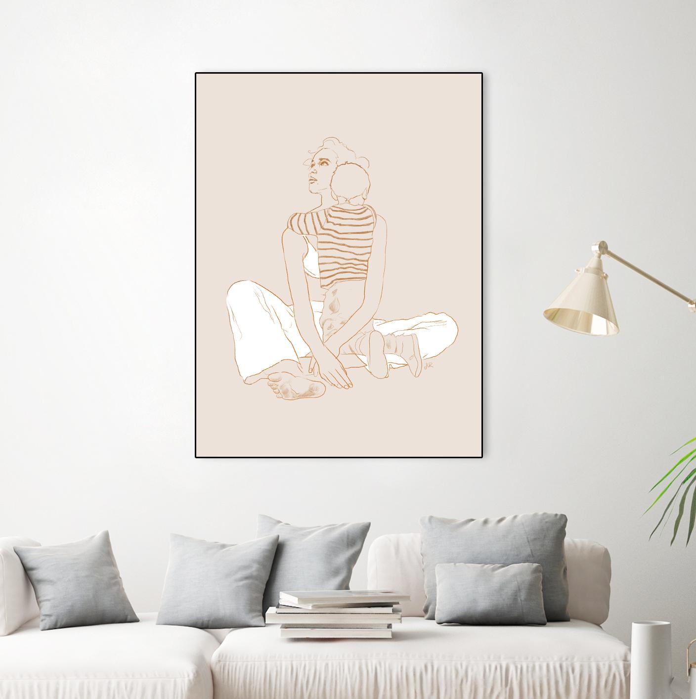 A mother and son  by Jenny Liz Rome on GIANT ART - beige art for kids women and child