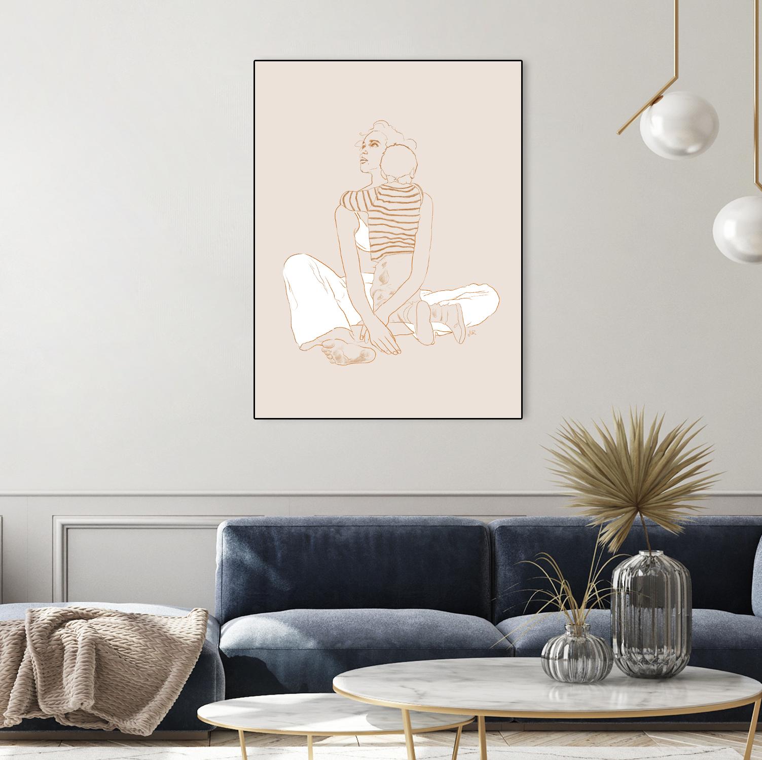 A mother and son  by Jenny Liz Rome on GIANT ART - beige art for kids women and child