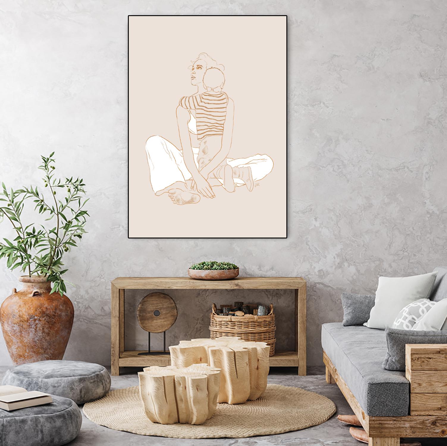 A mother and son  by Jenny Liz Rome on GIANT ART - beige art for kids women and child
