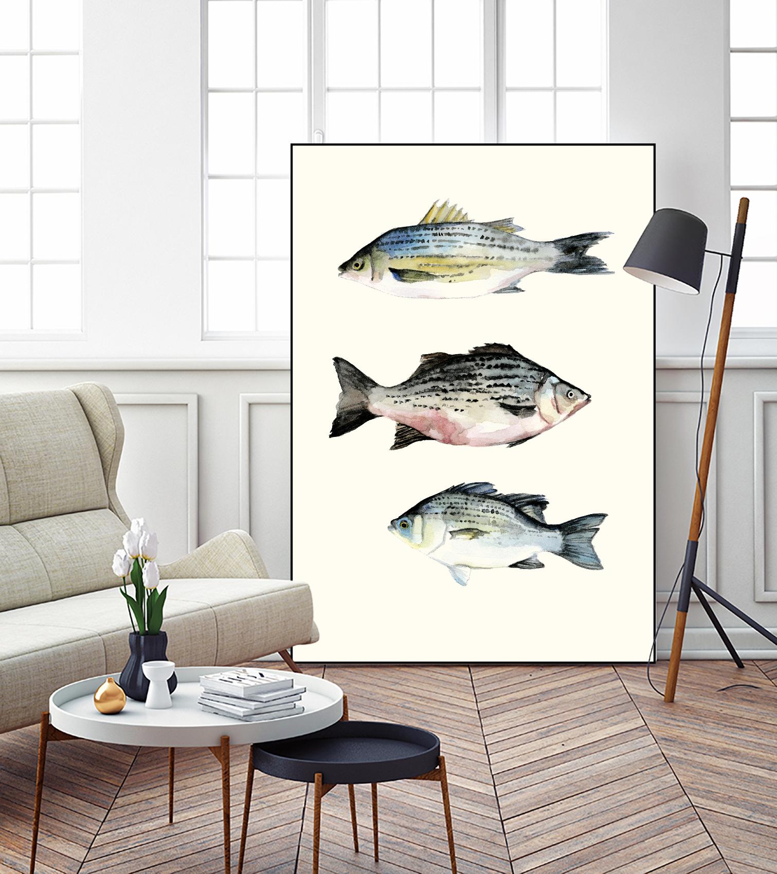 Fish Grouping 2 by Natasha Marie on GIANT ART - grey animals