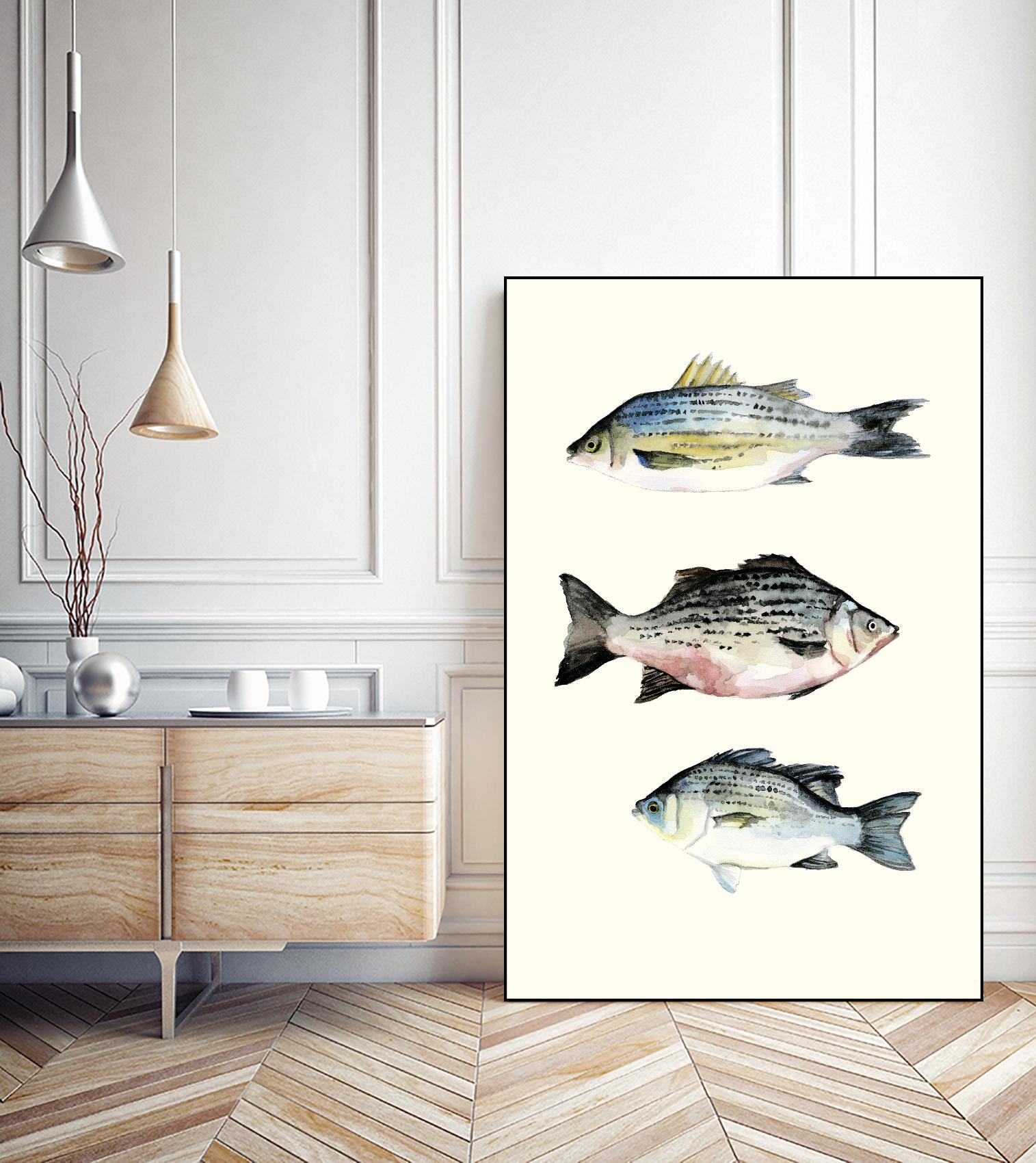 Fish Grouping 2 by Natasha Marie on GIANT ART - grey animals