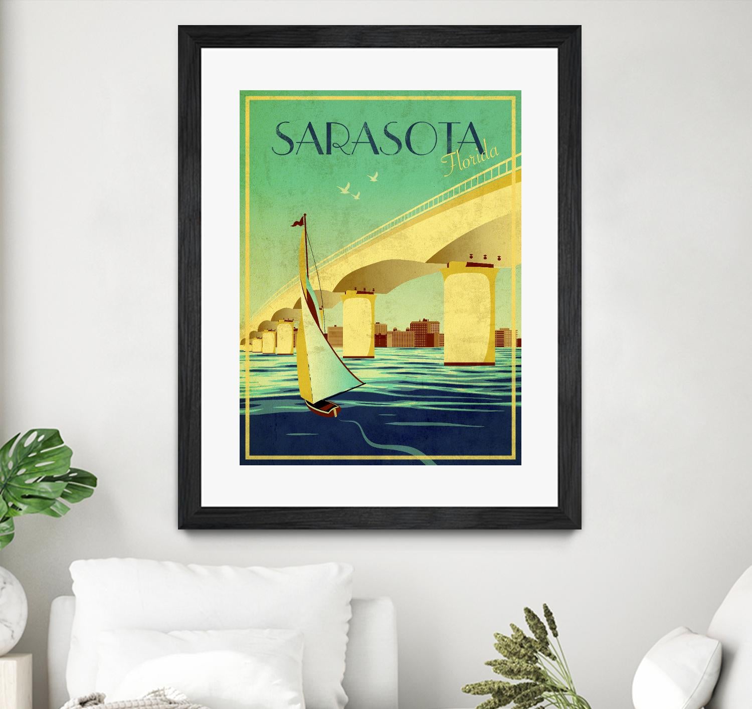 Sarasota by Stella Bradley on GIANT ART - green vintage affiche