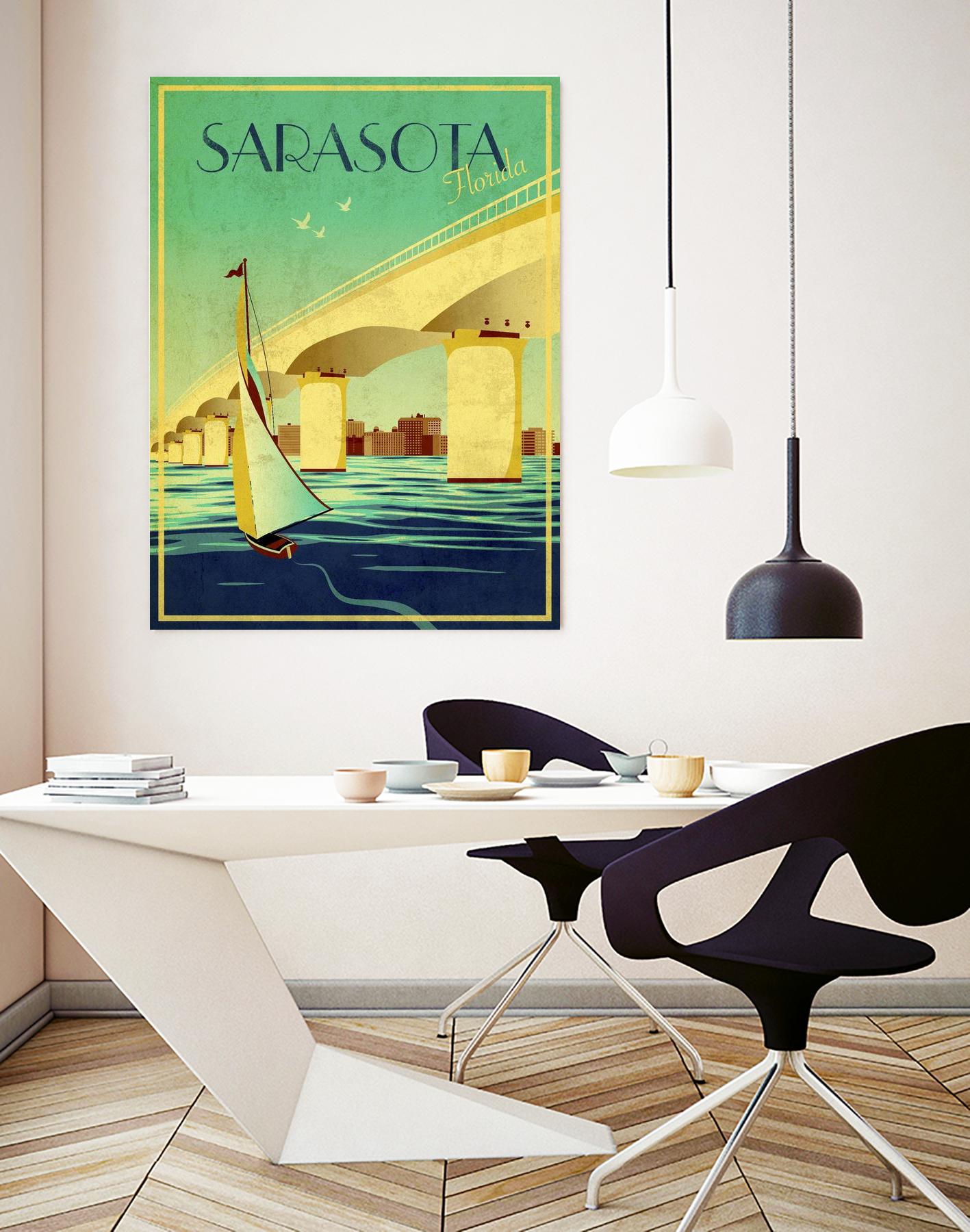 Sarasota by Stella Bradley on GIANT ART - green vintage affiche