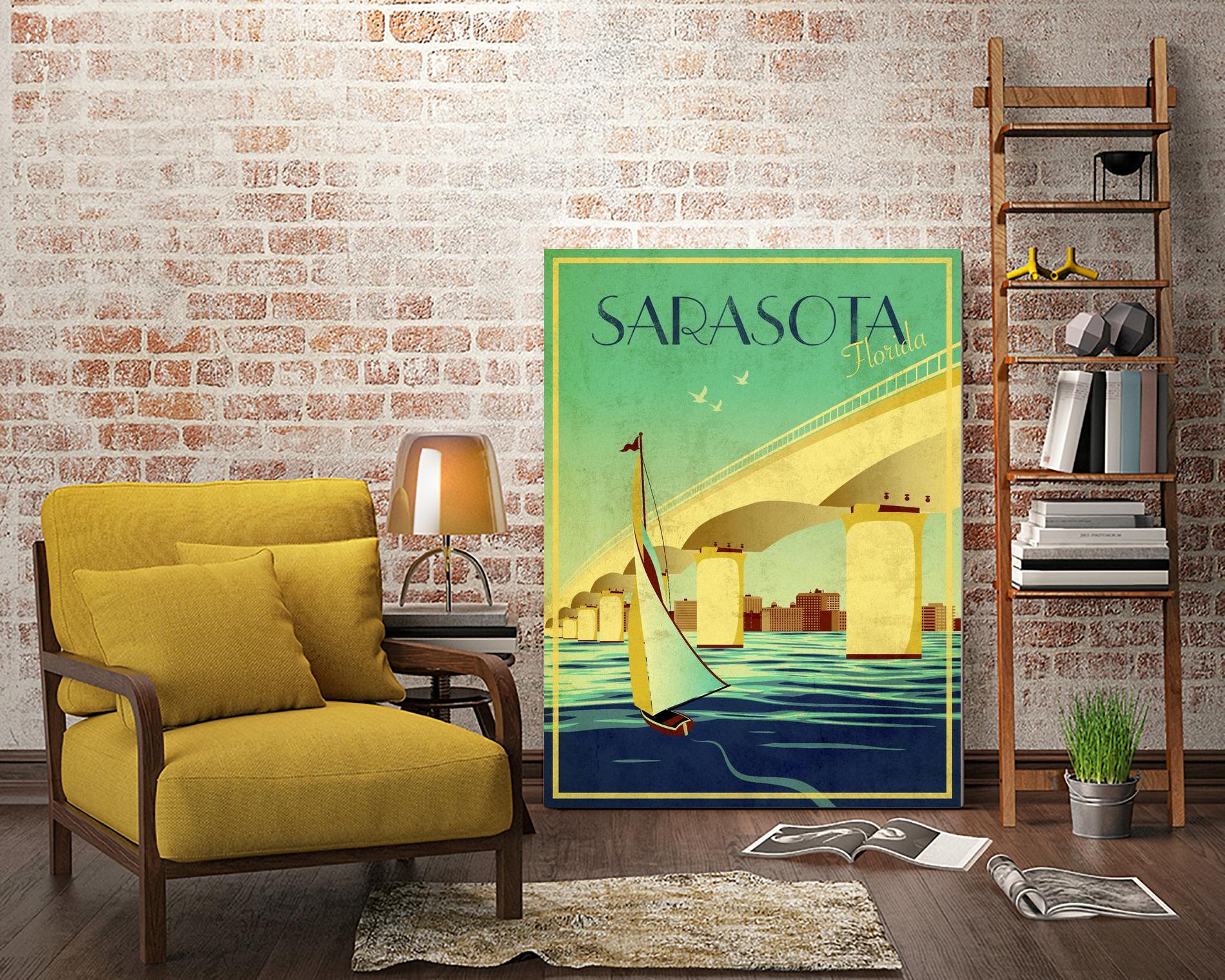 Sarasota by Stella Bradley on GIANT ART - green vintage affiche