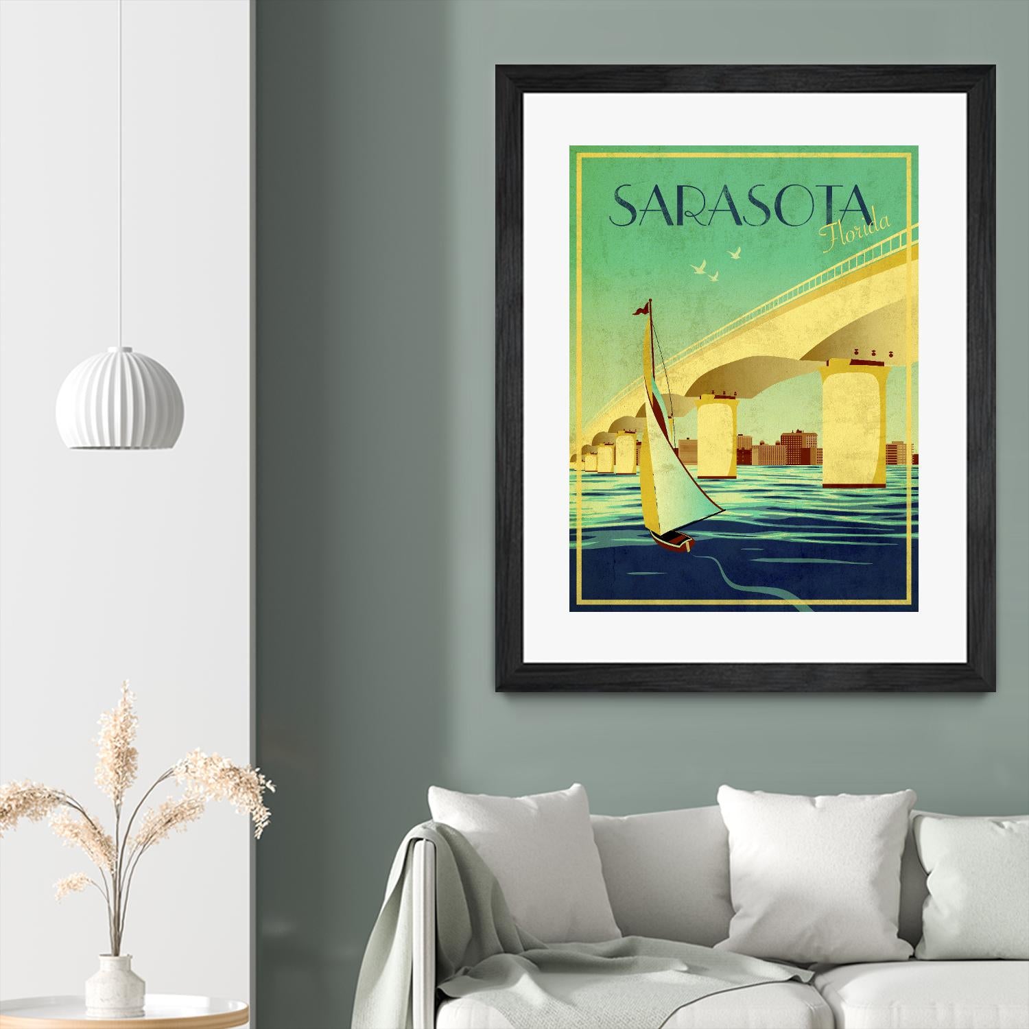 Sarasota by Stella Bradley on GIANT ART - green vintage affiche