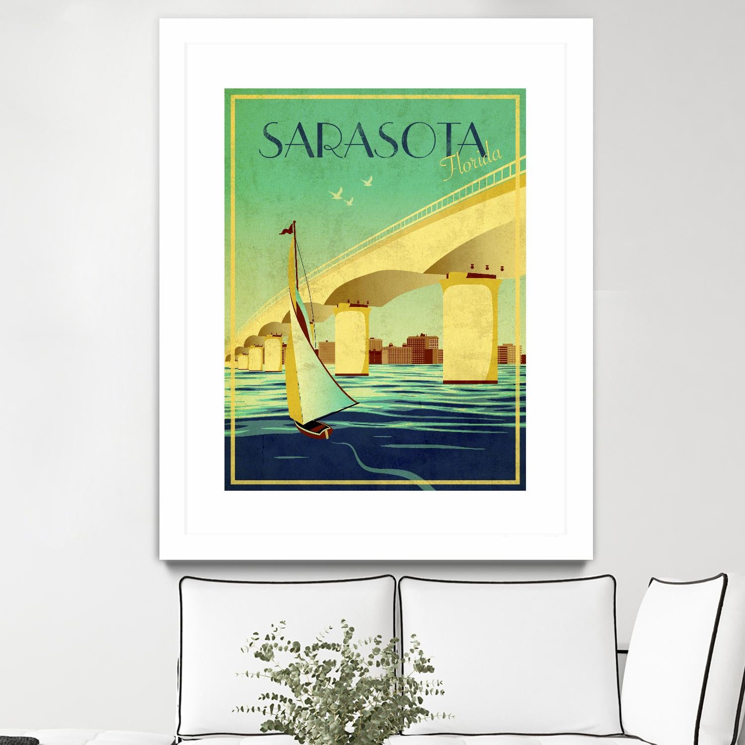 Sarasota by Stella Bradley on GIANT ART - green vintage affiche