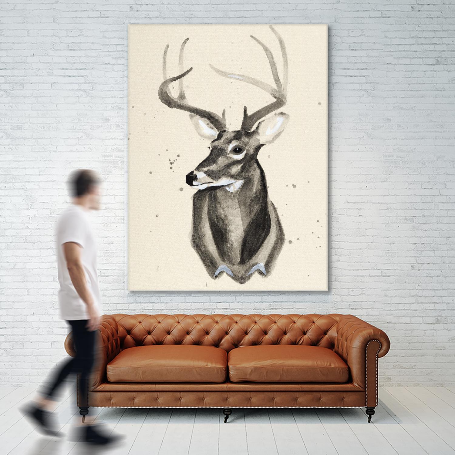Watercolor Deer Head 3 by Ben Gordon on GIANT ART - beige animals