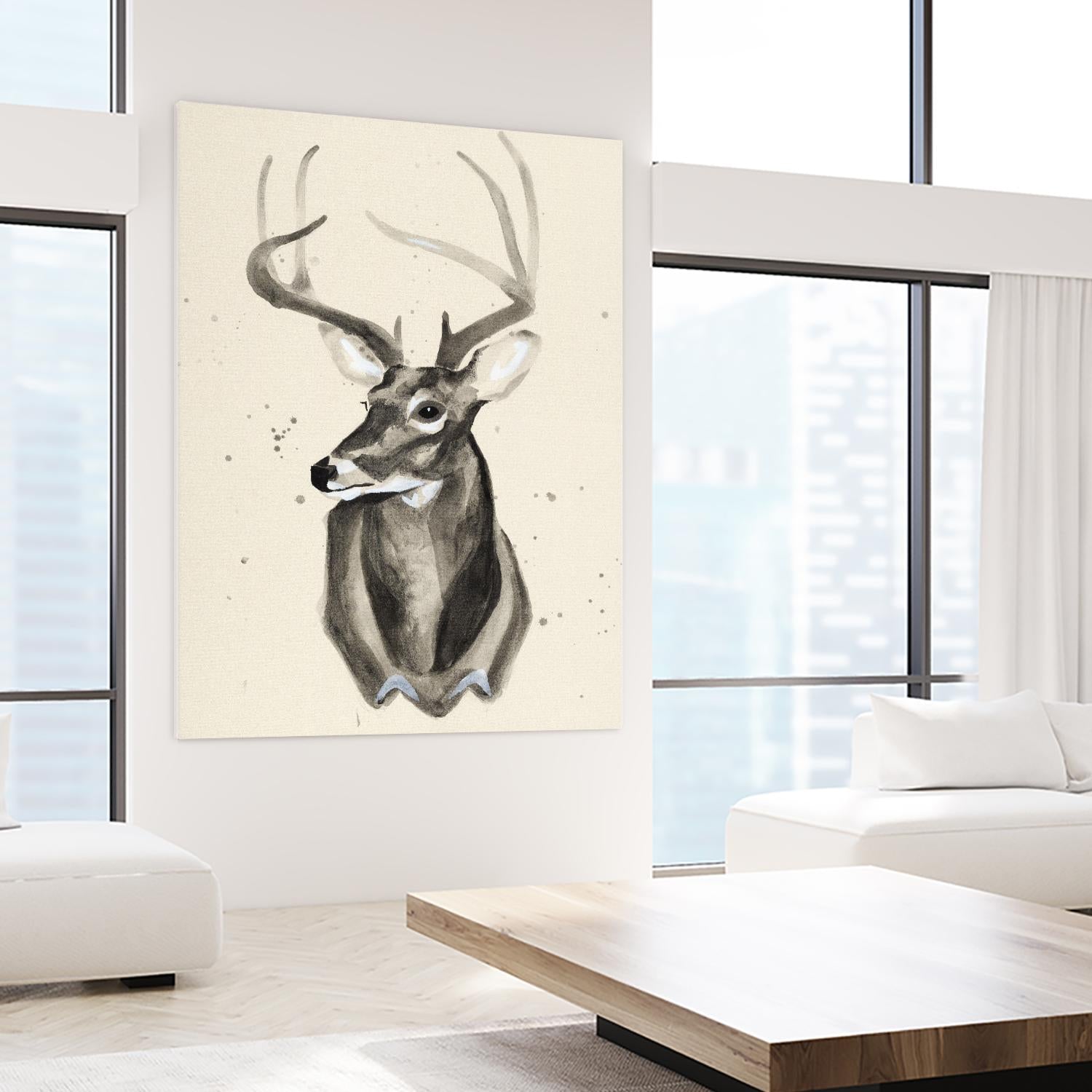 Watercolor Deer Head 3 by Ben Gordon on GIANT ART - beige animals