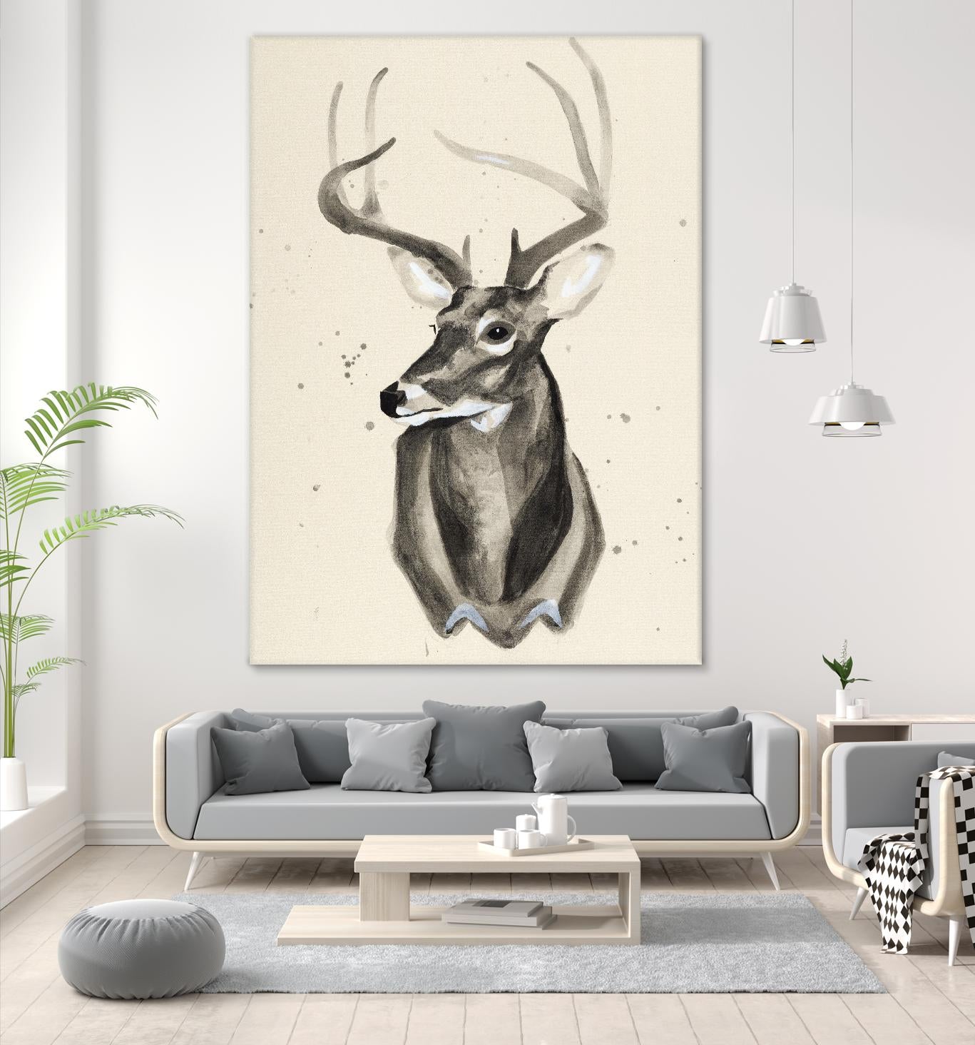 Watercolor Deer Head 3 by Ben Gordon on GIANT ART - beige animals