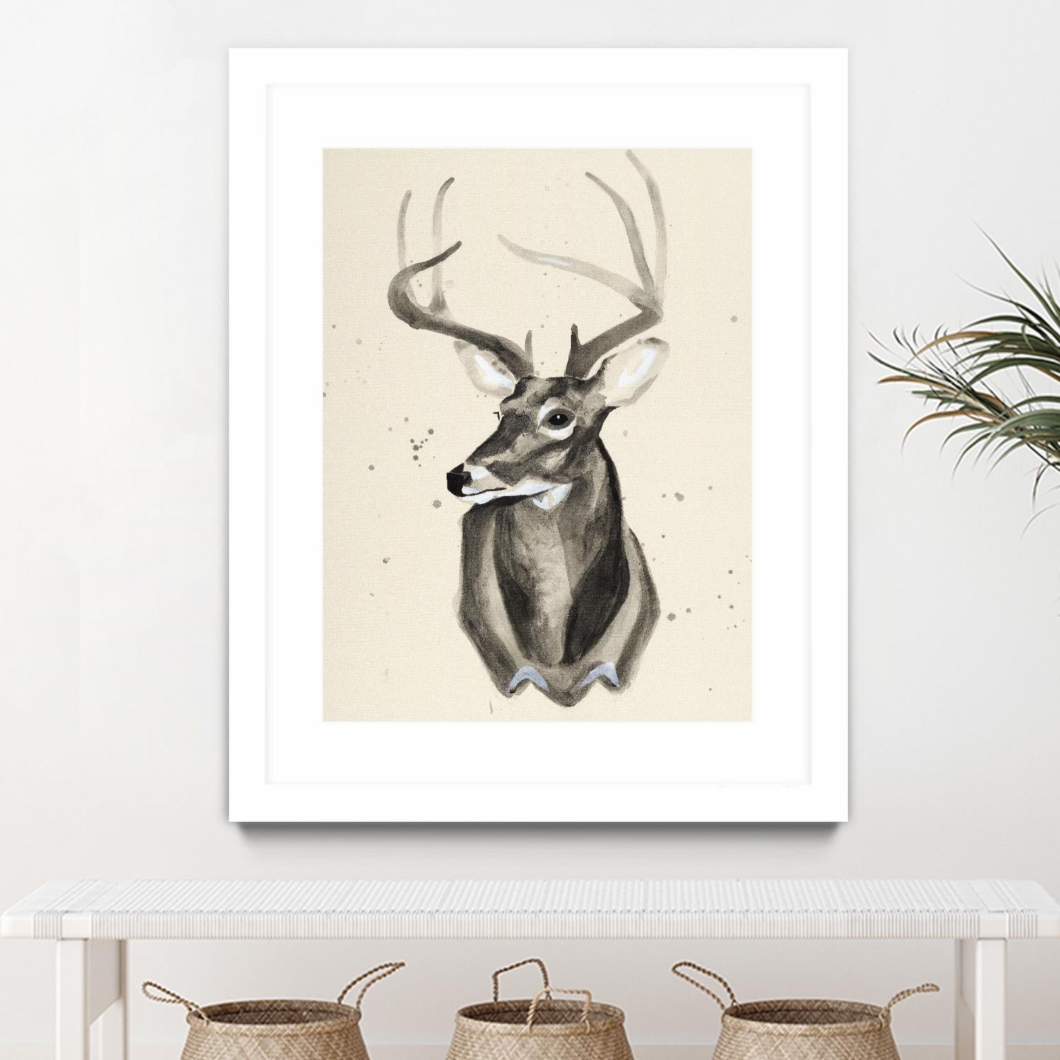 Watercolor Deer Head 3 by Ben Gordon on GIANT ART - beige animals