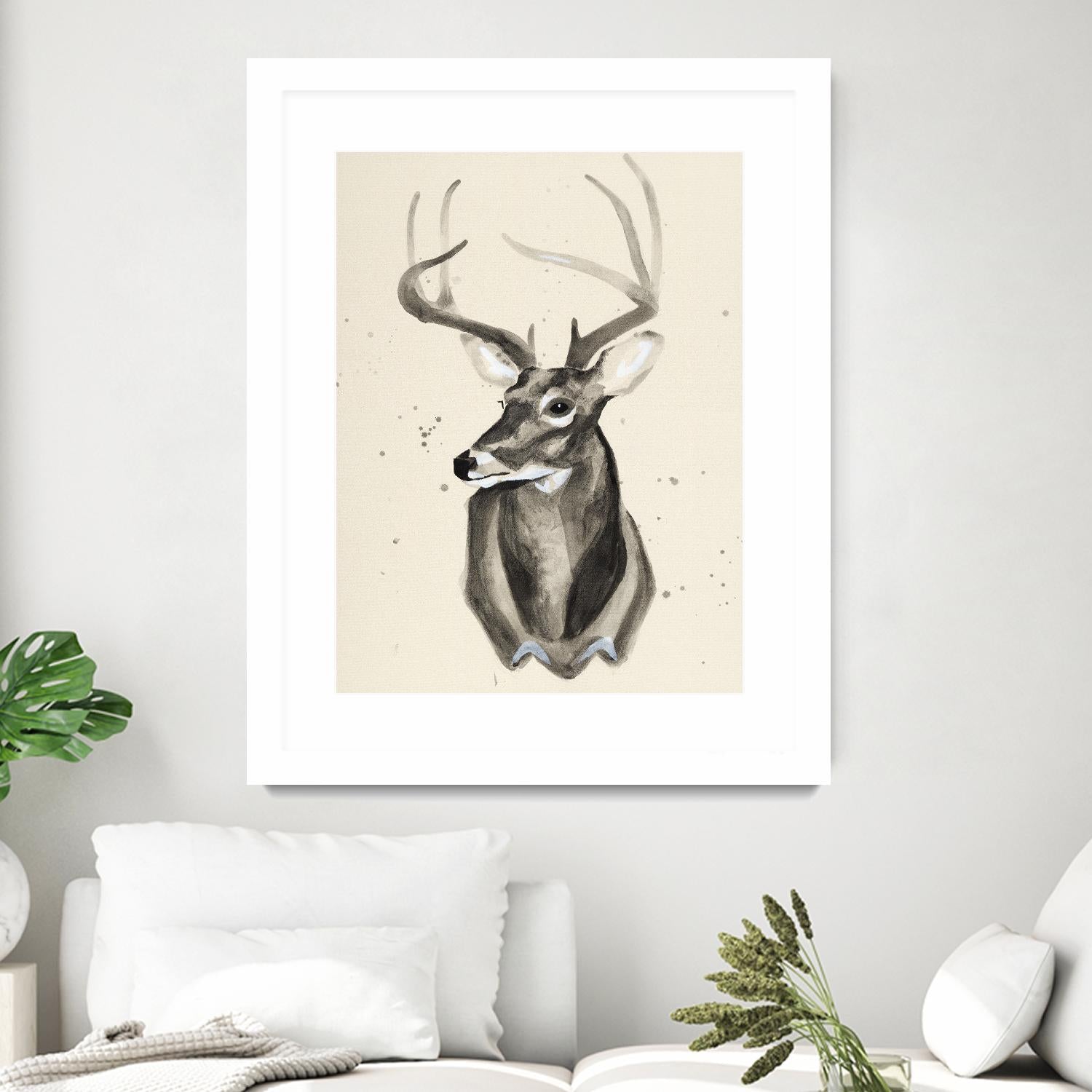 Watercolor Deer Head 3 by Ben Gordon on GIANT ART - beige animals