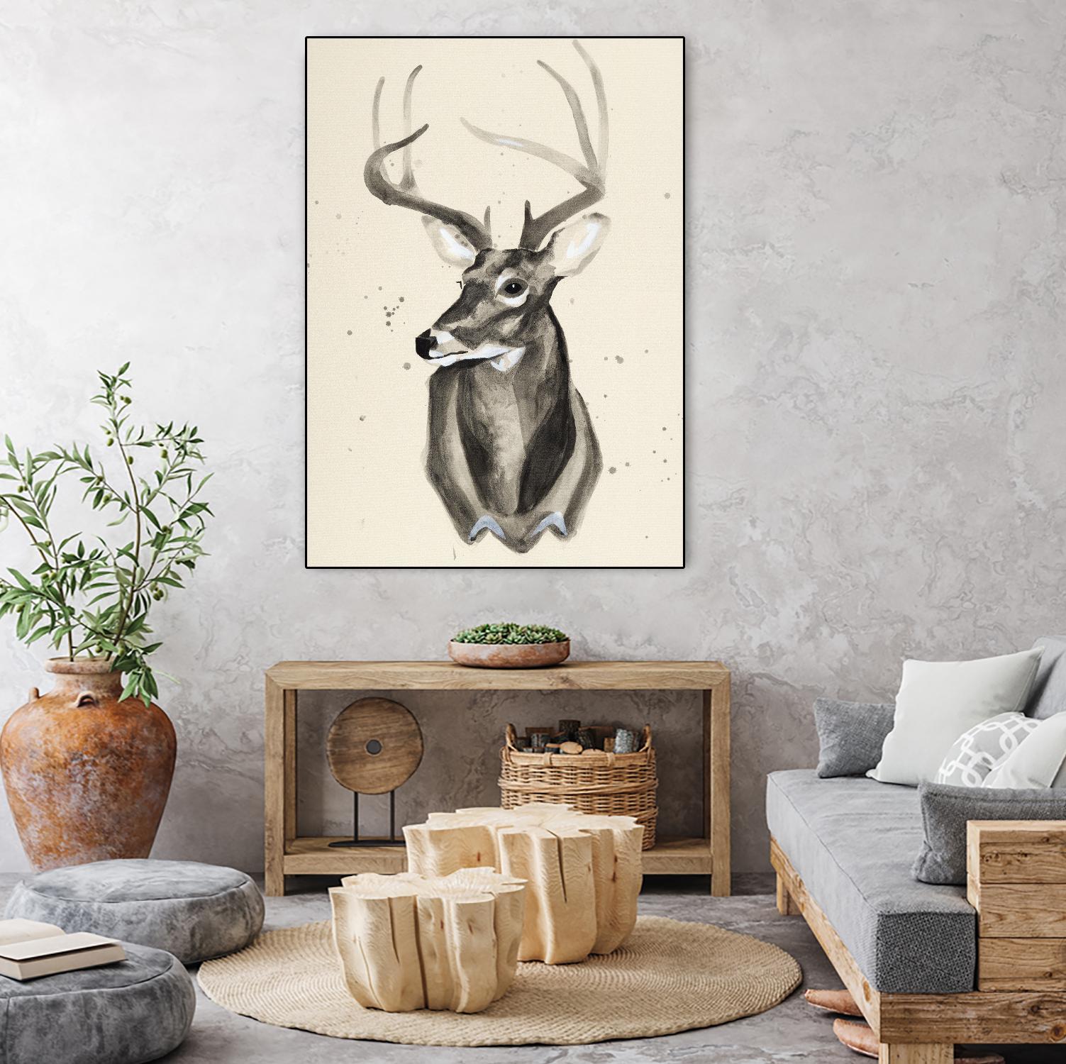 Watercolor Deer Head 3 by Ben Gordon on GIANT ART - beige animals