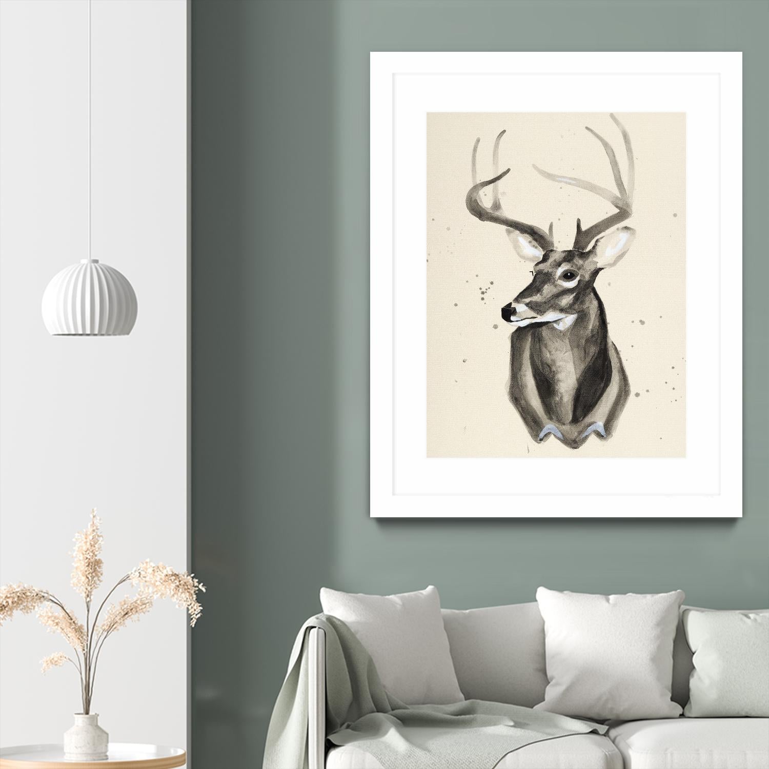 Watercolor Deer Head 3 by Ben Gordon on GIANT ART - beige animals