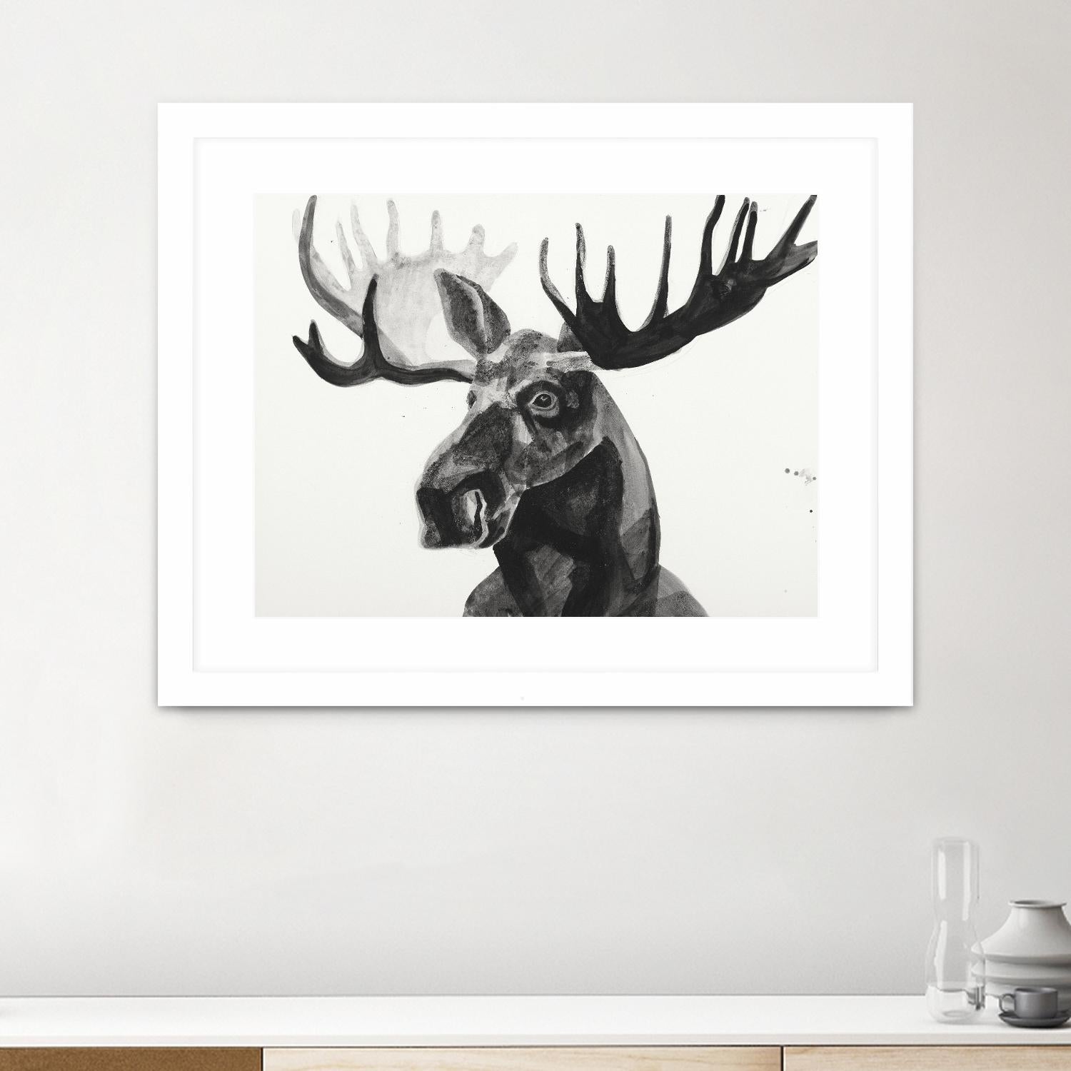Watercolor Moose by Ben Gordon on GIANT ART - black animals