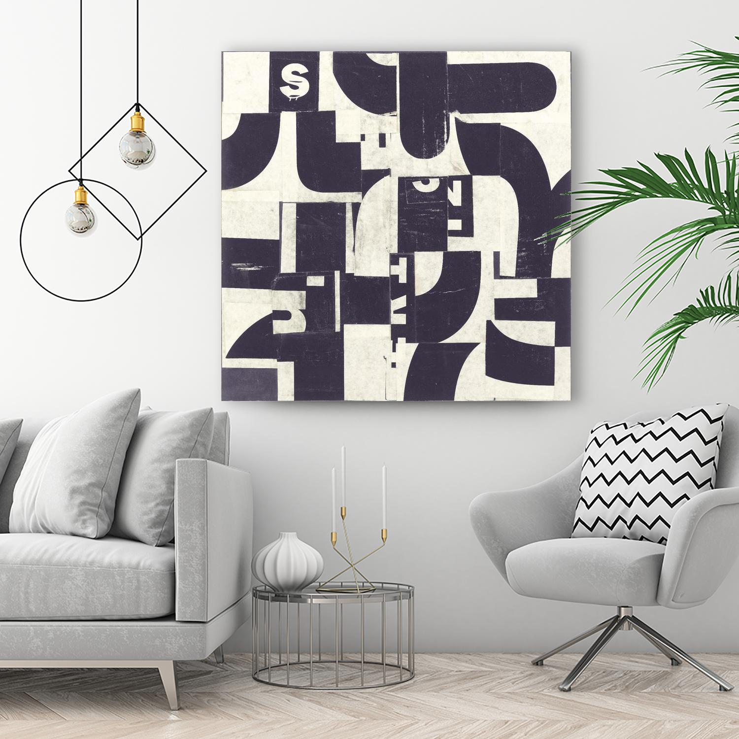 Collaged Letters Purple D by JB Hall on GIANT ART - white abstract