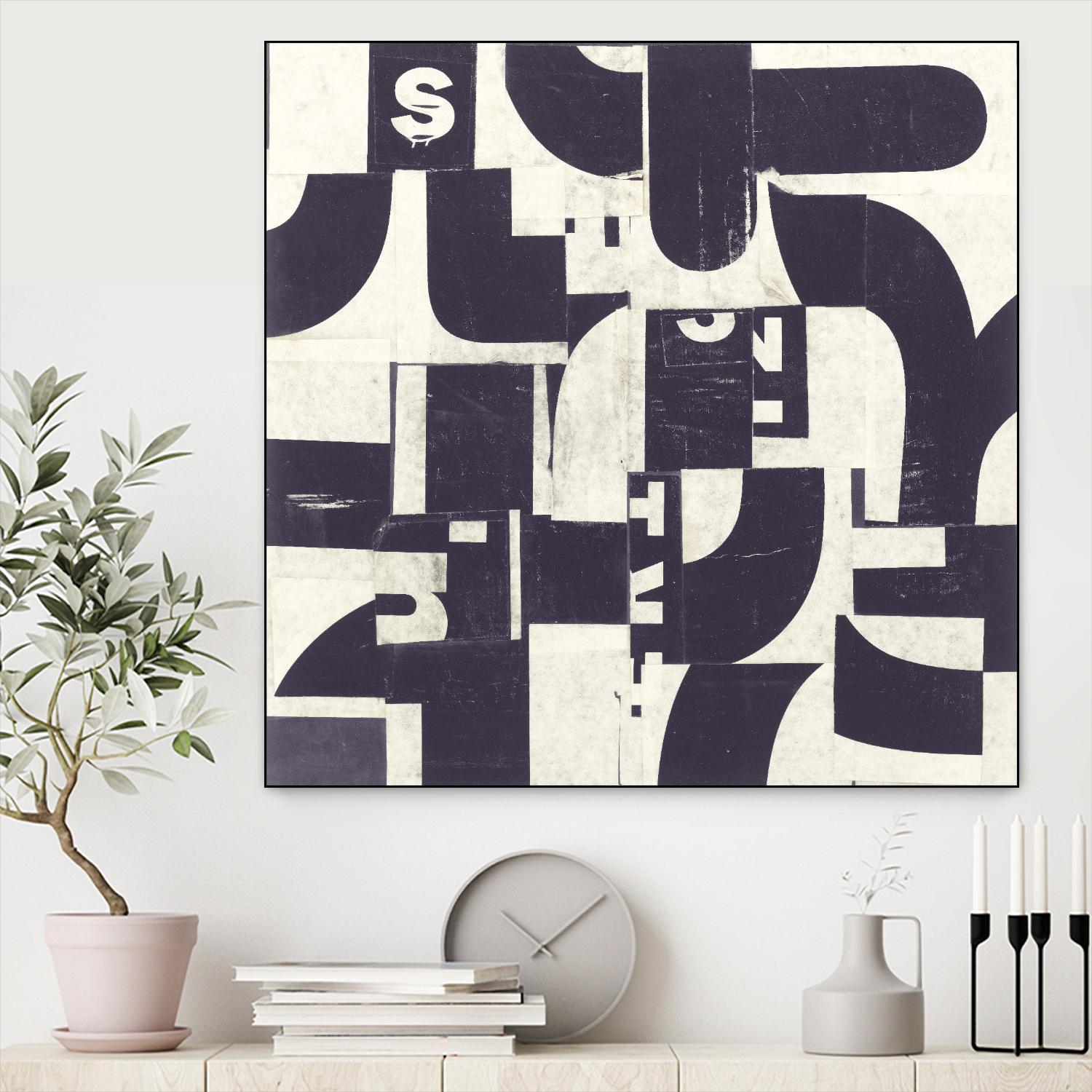 Collaged Letters Purple D by JB Hall on GIANT ART - white abstract