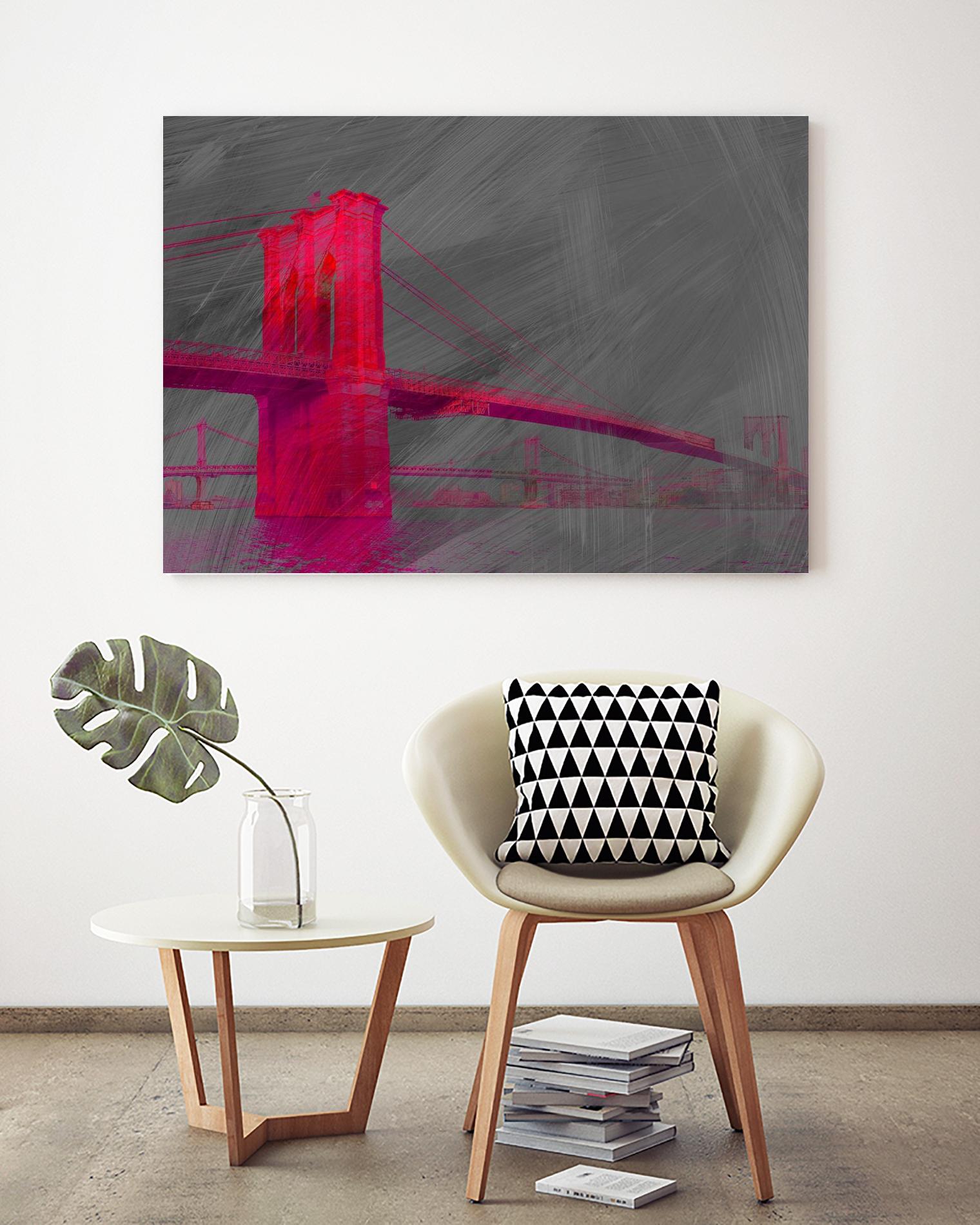 Brooklyn Bridge by THE Studio on GIANT ART - pink architecture pont