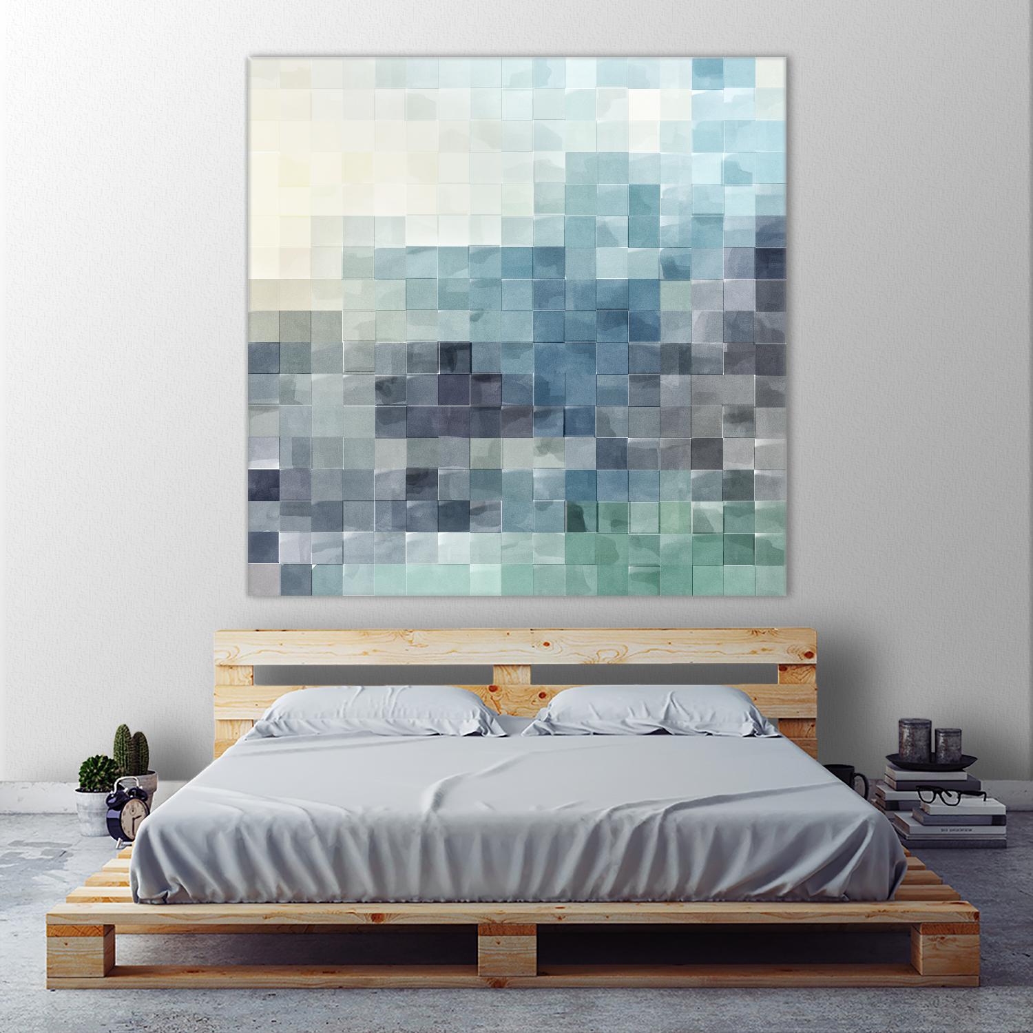 Gridded Watercolor Landscape A by THE Studio on GIANT ART - green abstract