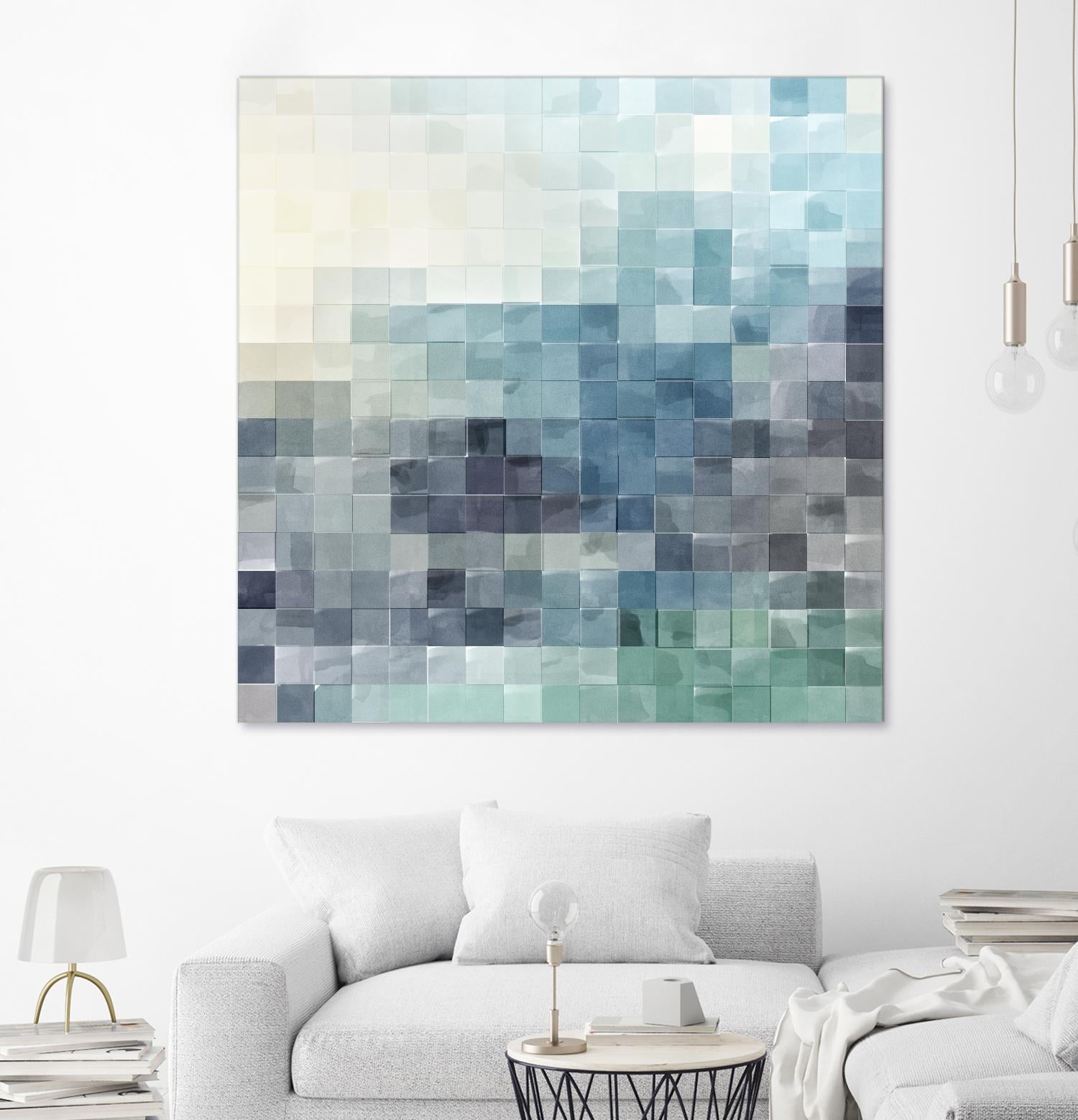 Gridded Watercolor Landscape A by THE Studio on GIANT ART - green abstract