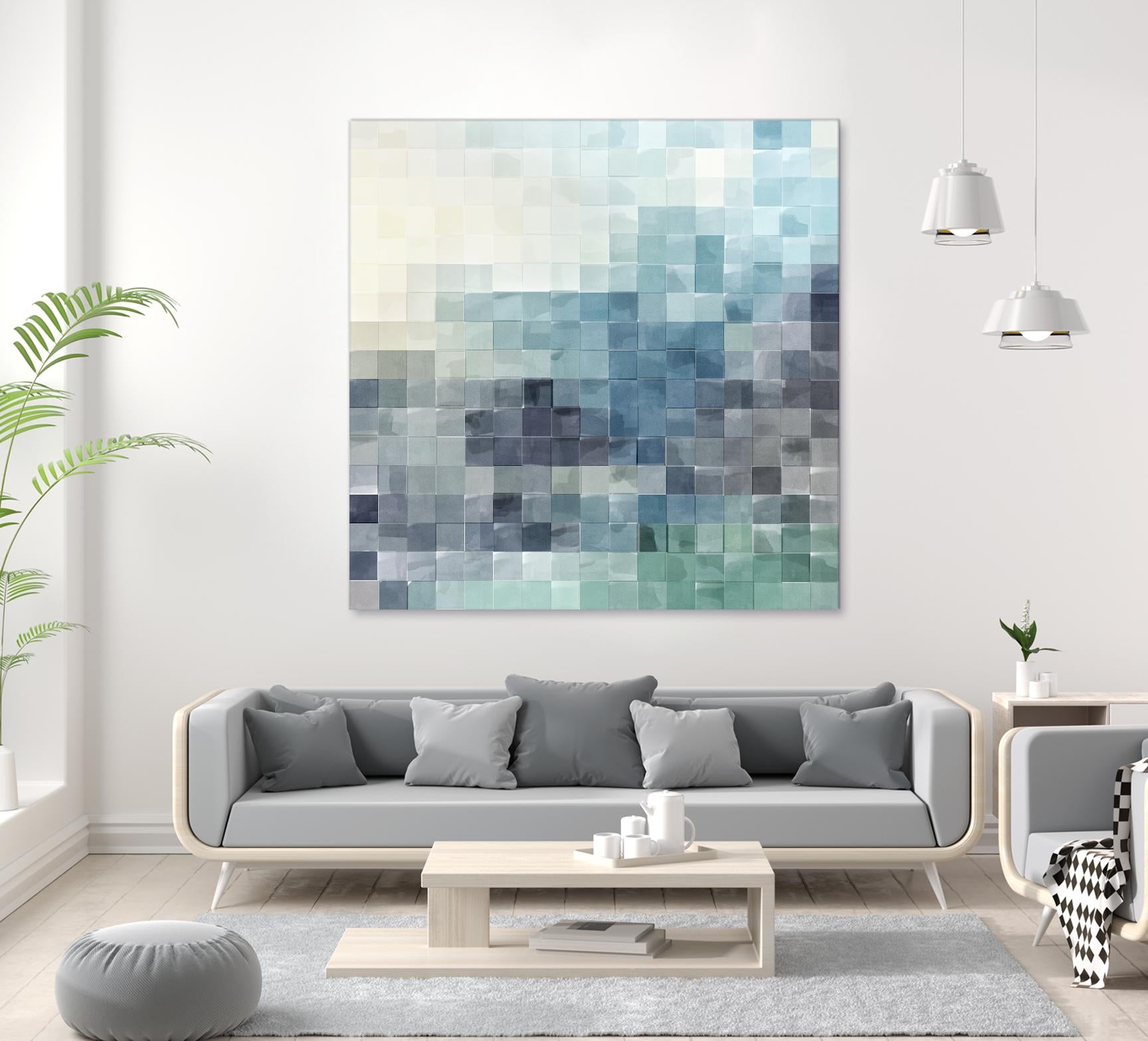 Gridded Watercolor Landscape A by THE Studio on GIANT ART - green abstract