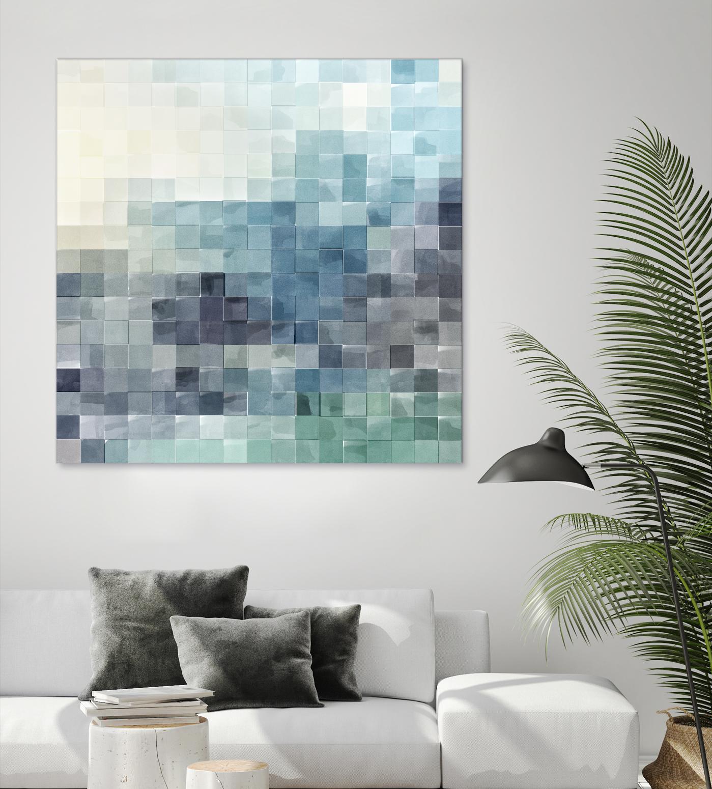 Gridded Watercolor Landscape A by THE Studio on GIANT ART - green abstract