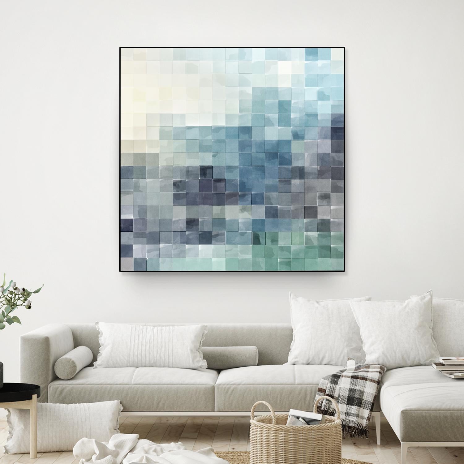 Gridded Watercolor Landscape A by THE Studio on GIANT ART - green abstract