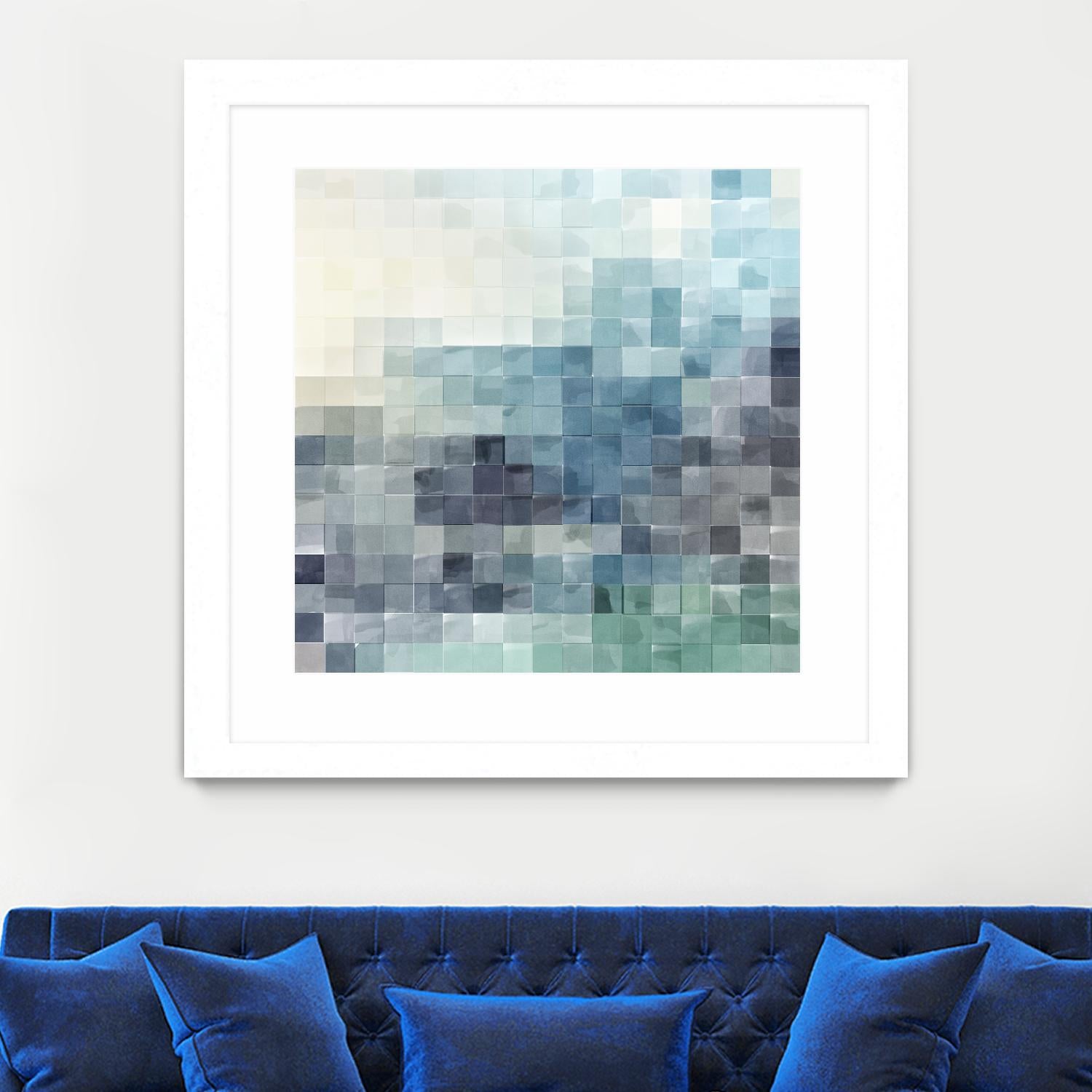 Gridded Watercolor Landscape A by THE Studio on GIANT ART - green abstract