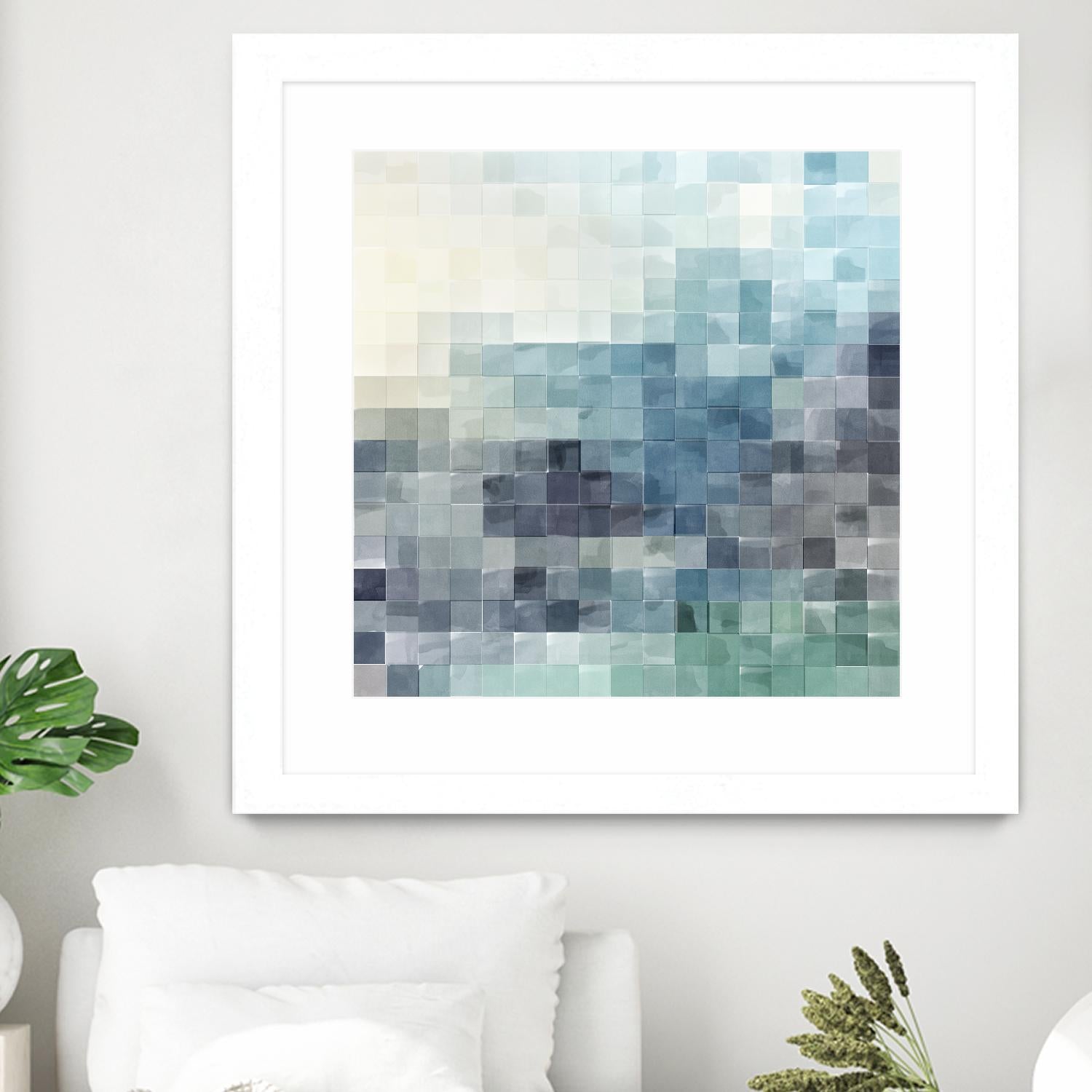Gridded Watercolor Landscape A by THE Studio on GIANT ART - green abstract