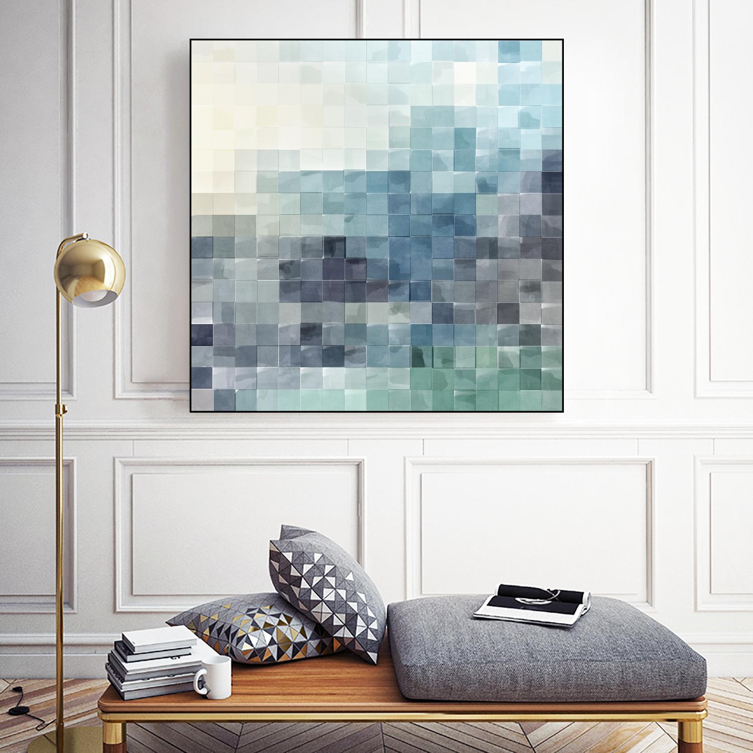 Gridded Watercolor Landscape A by THE Studio on GIANT ART - green abstract