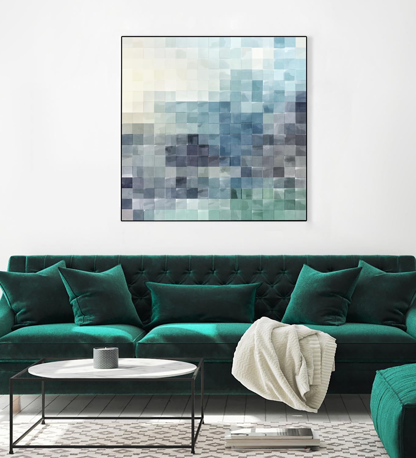 Gridded Watercolor Landscape A by THE Studio on GIANT ART - green abstract