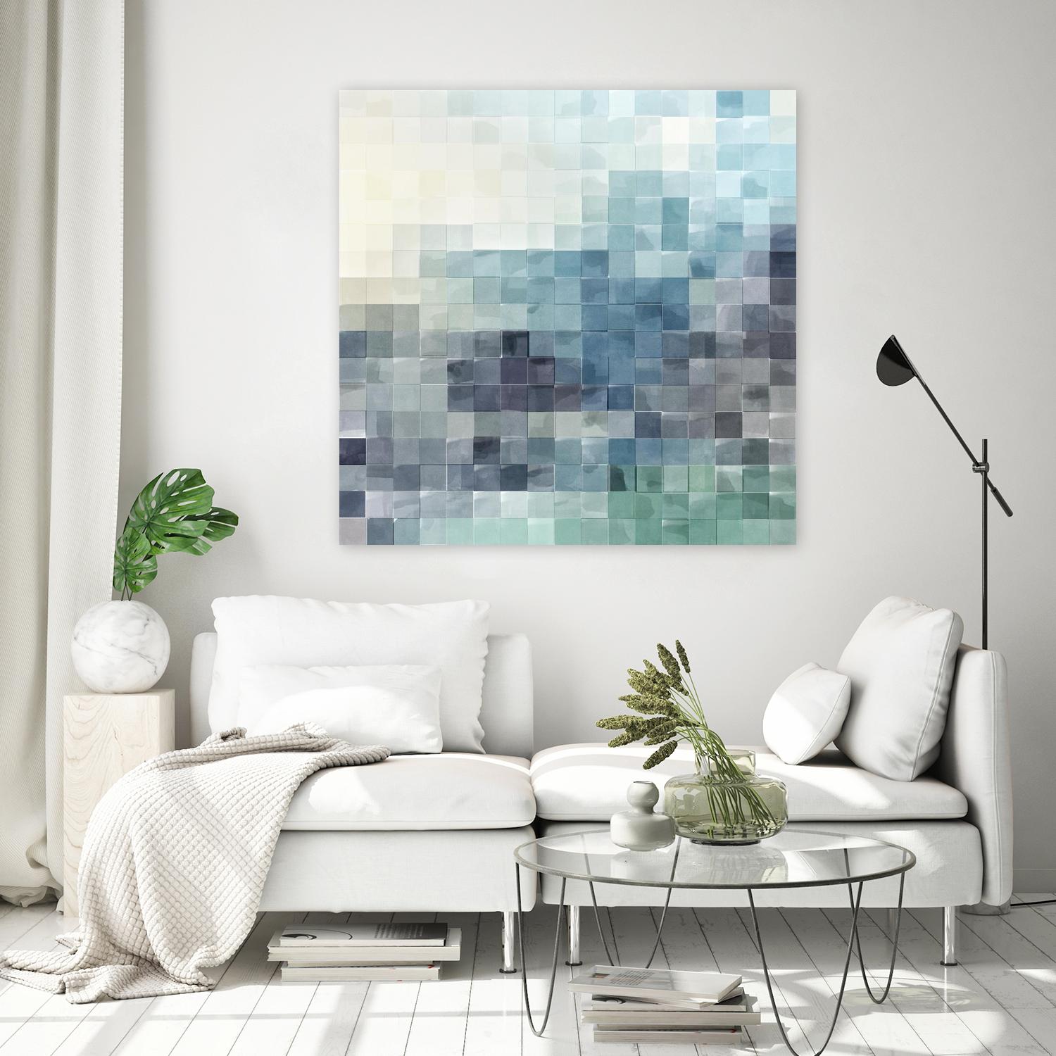 Gridded Watercolor Landscape A by THE Studio on GIANT ART - green abstract