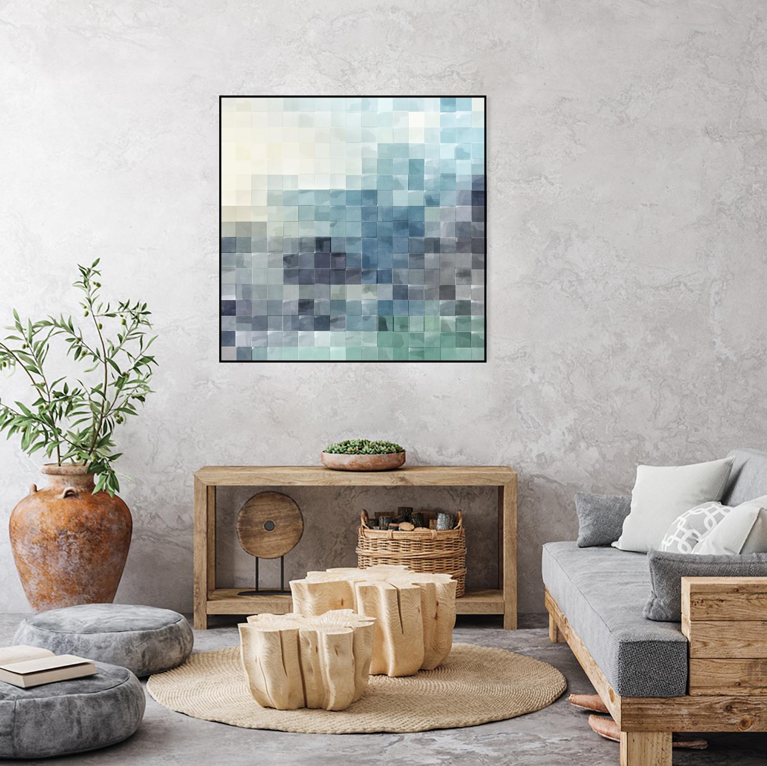 Gridded Watercolor Landscape A by THE Studio on GIANT ART - green abstract