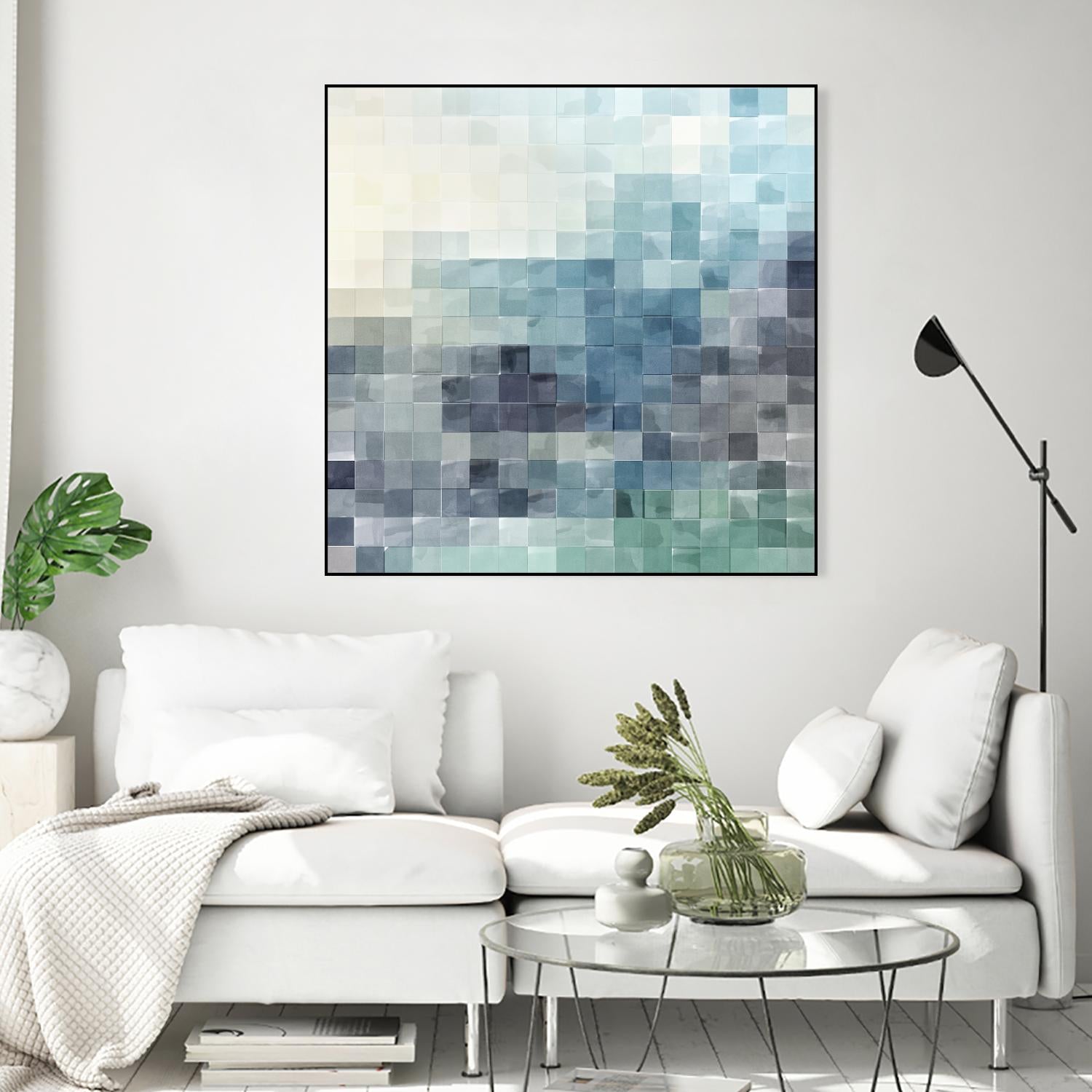 Gridded Watercolor Landscape A by THE Studio on GIANT ART - green abstract