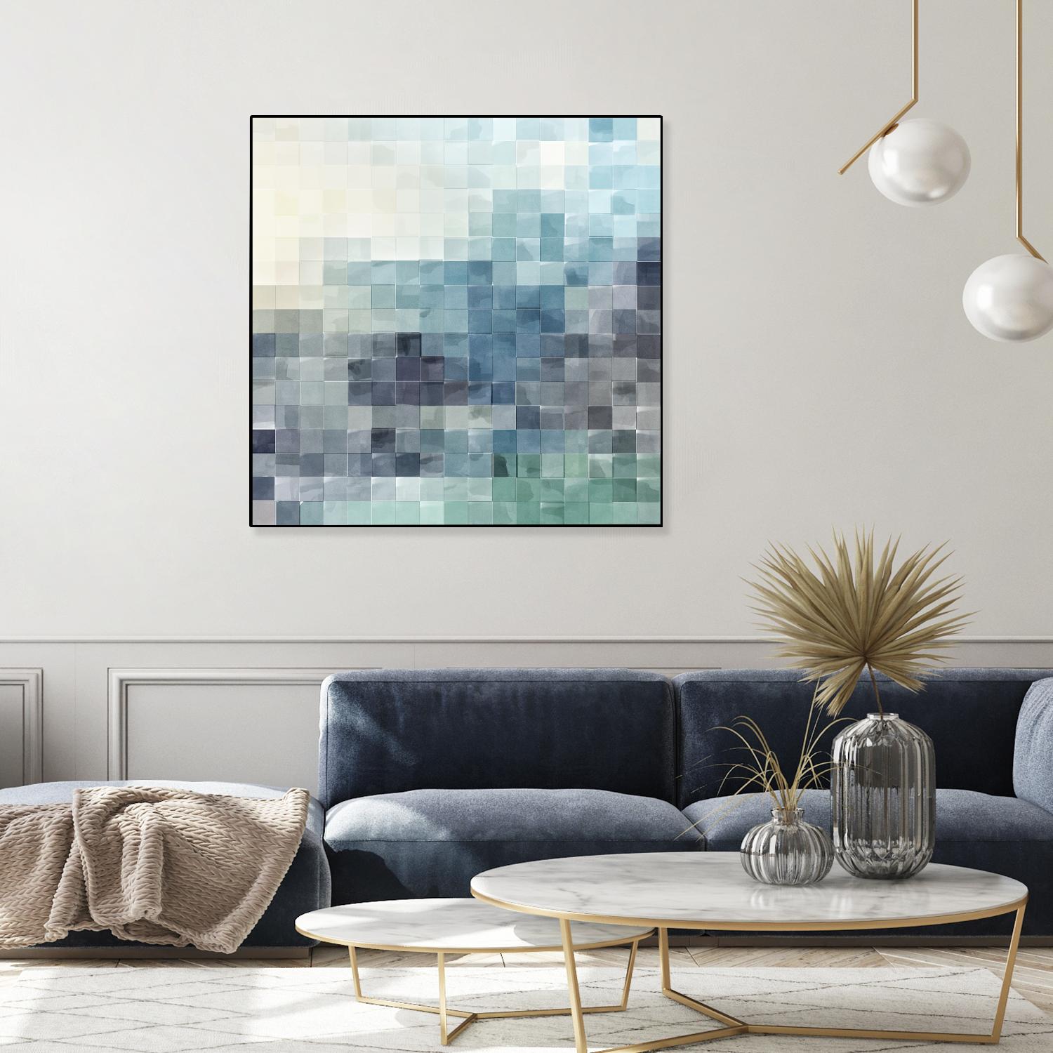 Gridded Watercolor Landscape A by THE Studio on GIANT ART - green abstract