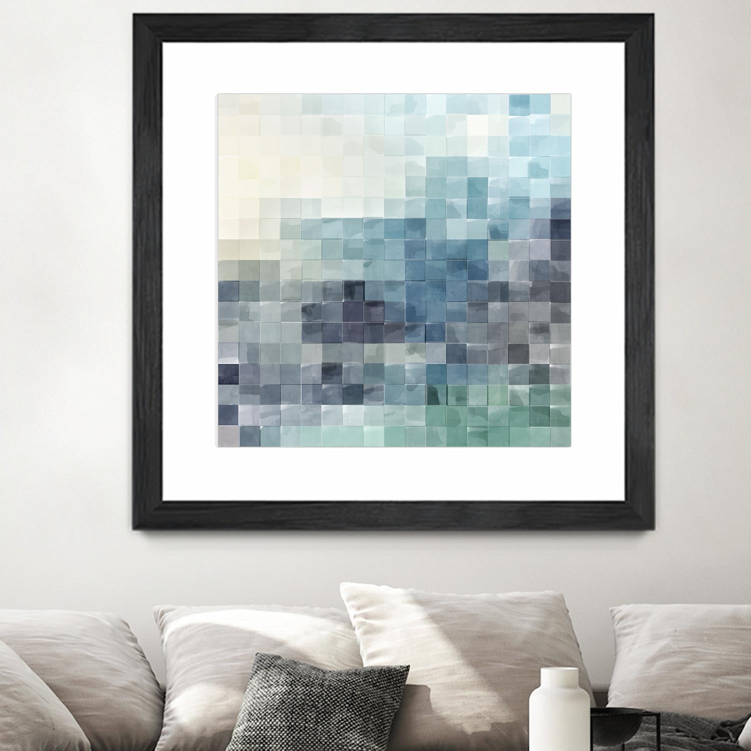Gridded Watercolor Landscape A by THE Studio on GIANT ART - green abstract